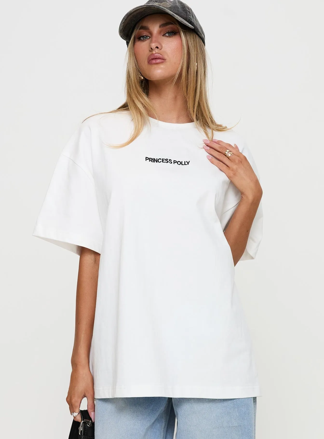 Classic Wearable Edgy Power Play Active Oversized Tee White