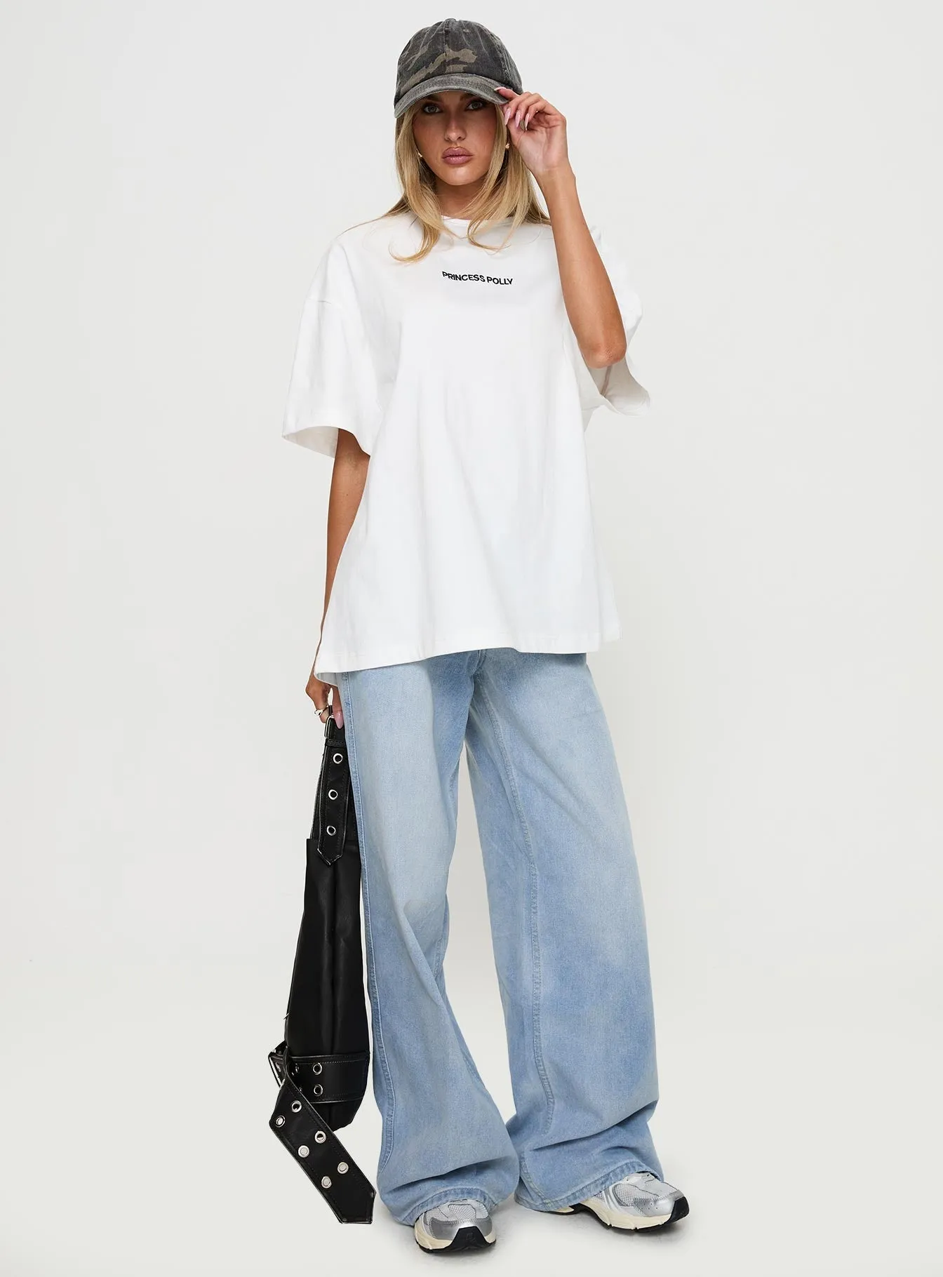 DoubleStitched Seams Light Wear Power Play Active Oversized Tee White