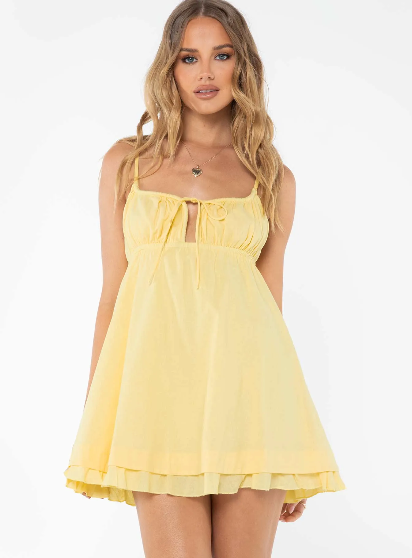 Fringe-Detail Empress Of Love Mini Dress Yellow