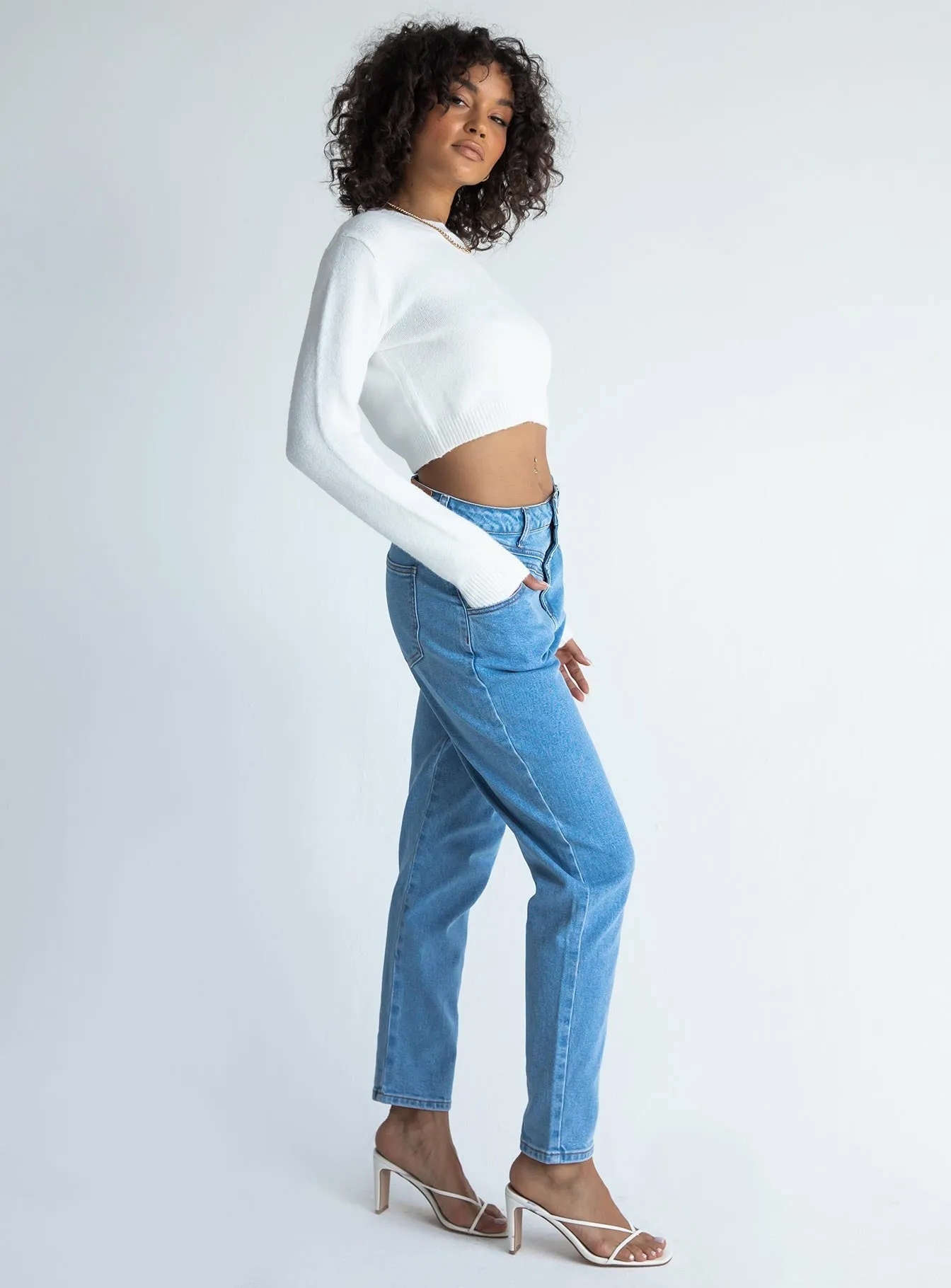 Leila Yolk Mom Denim Jeans AntiPilling Surface