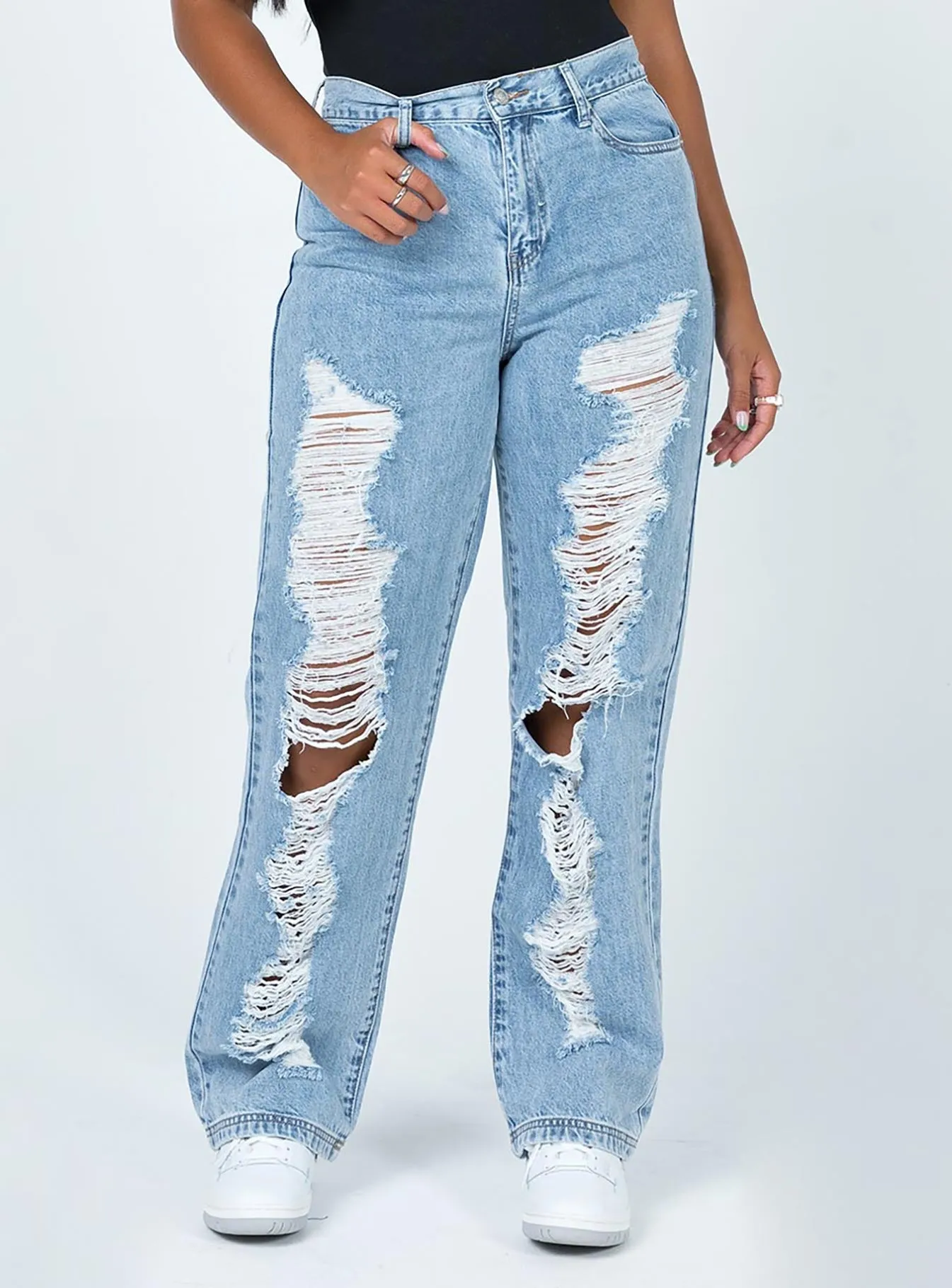 Nugal Ripped Denim Jeans Trendy Fashion
