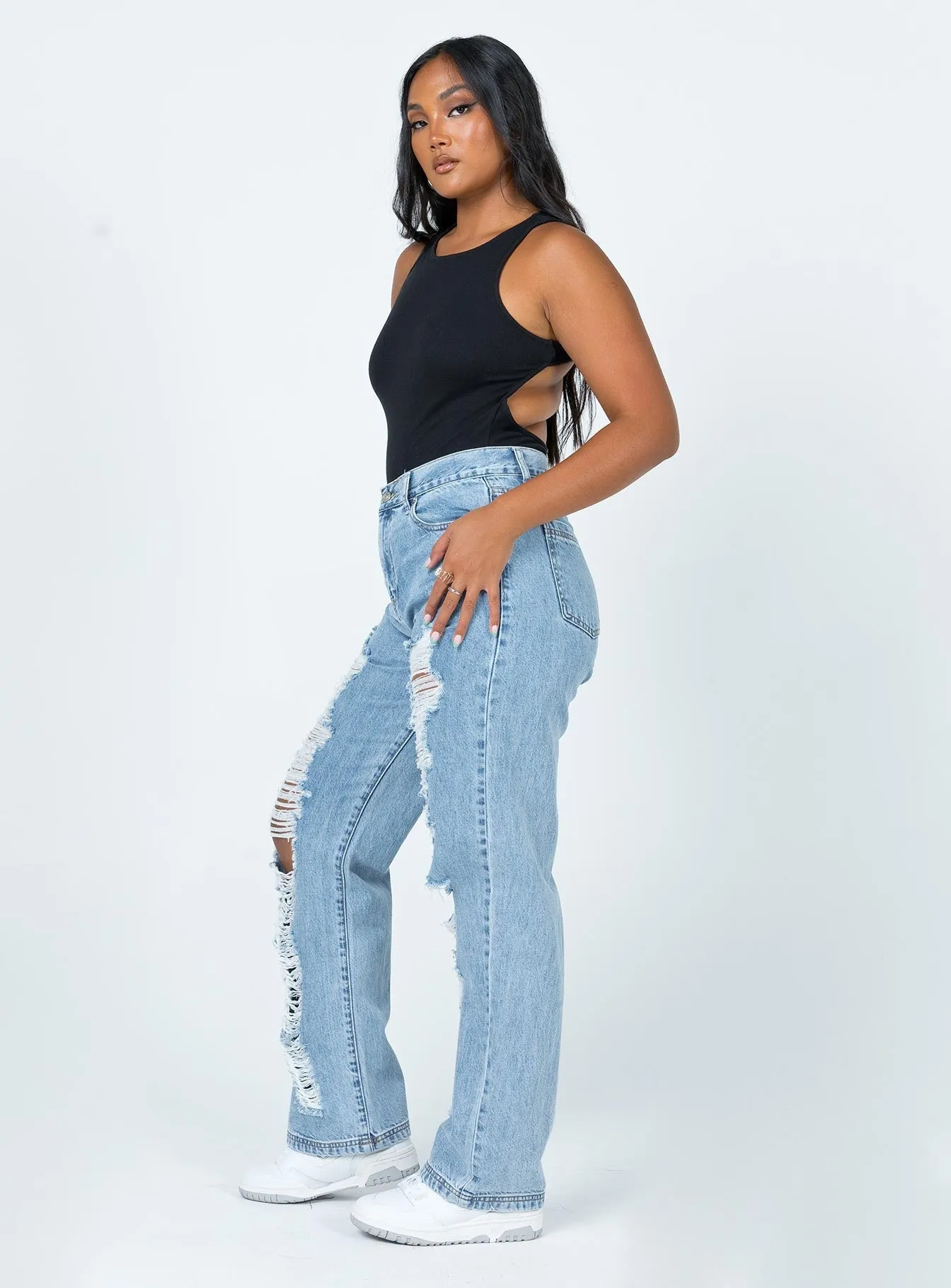 Nugal Ripped Denim Jeans Inner Glow Clear Mind