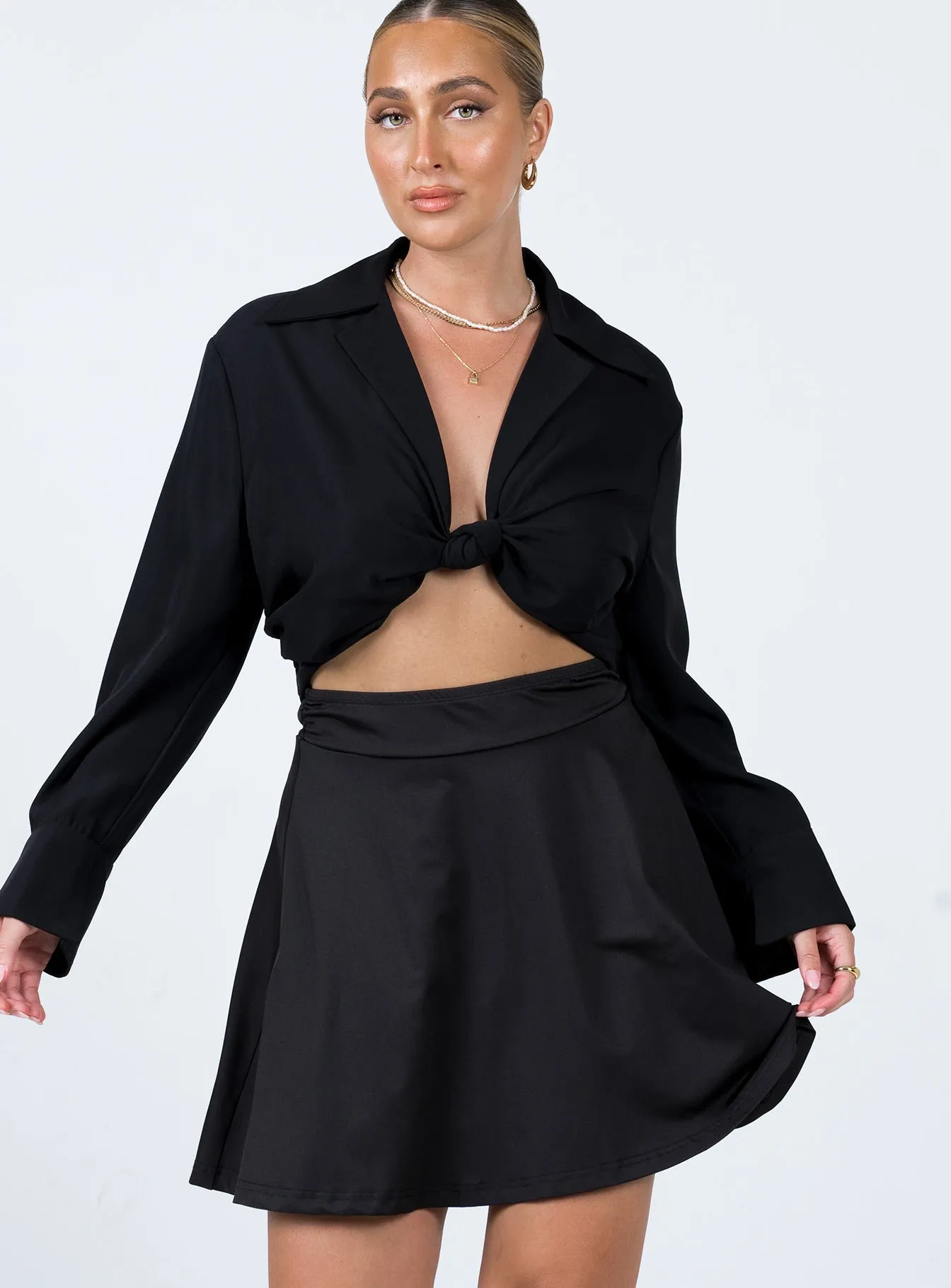 Em Mini Skirt Black Layered Structure Trend Ready