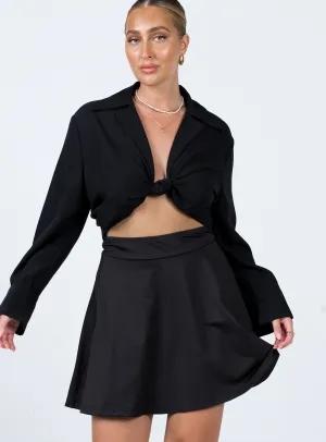 Sheer Overlay Em Mini Skirt Black