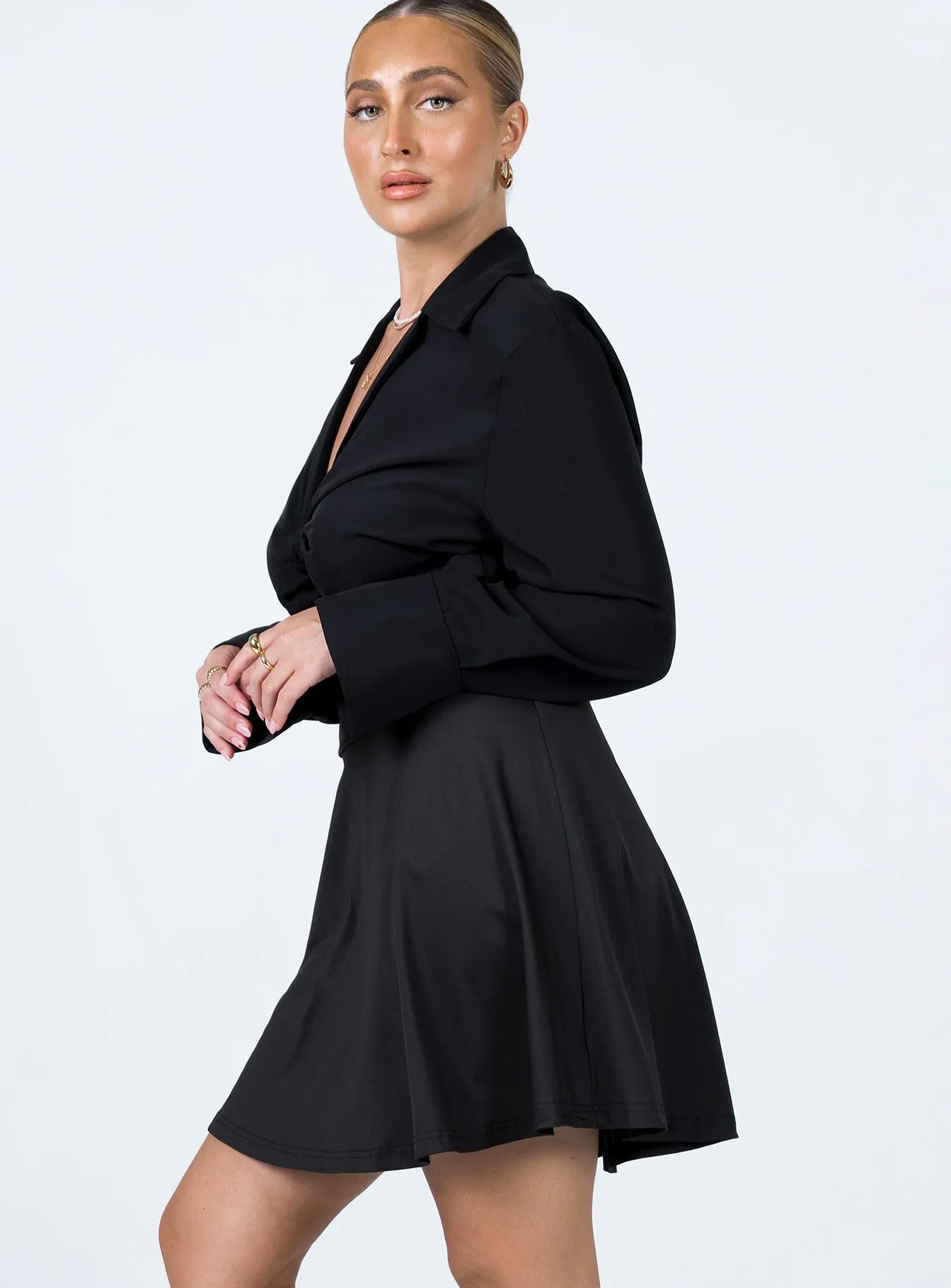 Em Mini Skirt Black ribbed texture