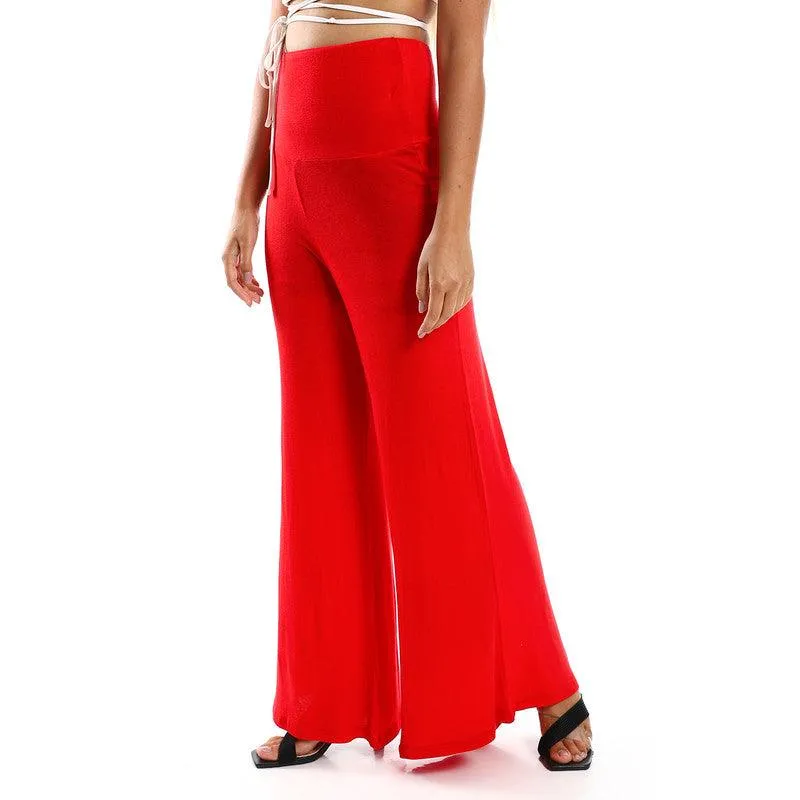 Solid Pattern Flare Fit Pants Quick Motion