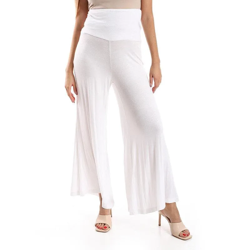 Solid Pattern Flare Fit Pants Soft Material