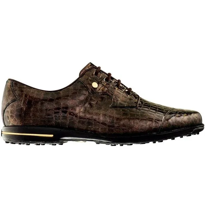 New Women's Footjoy Tailored Collection Bronze Snakeskin Print Golf Shoes Size 8 Flexible Design