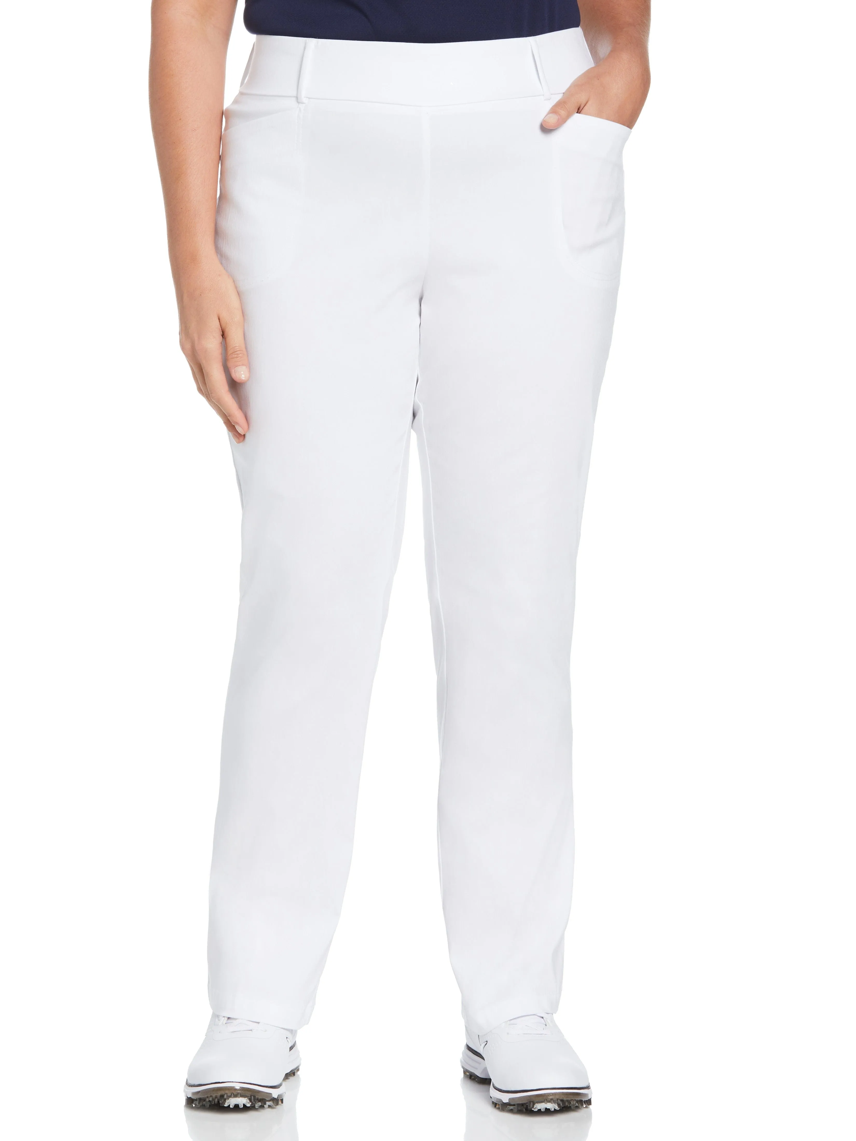Womens Plus Pull-On Stretch Tech Flat Front Golf Pant Clean Fit