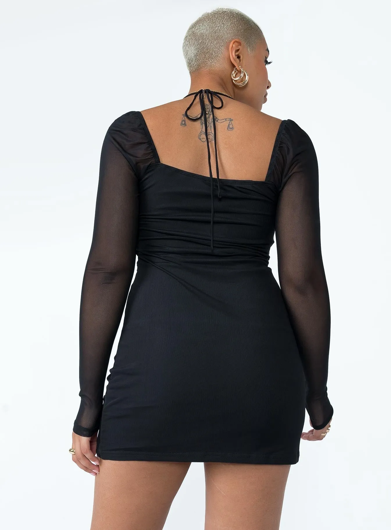 Luella Long Sleeve Mini Dress Black Layer Light Feminine Layers