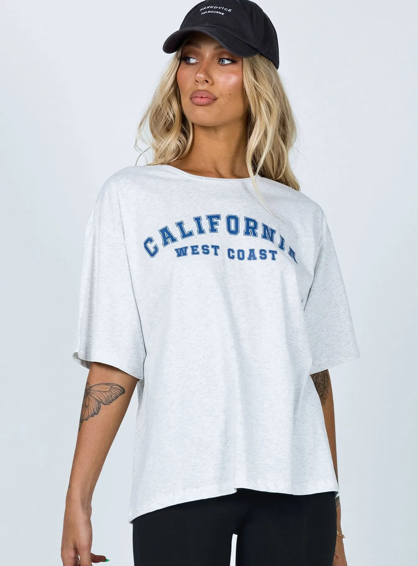 California Tee Grey Breathable Stretch Fit Non Restrictive Silhouette