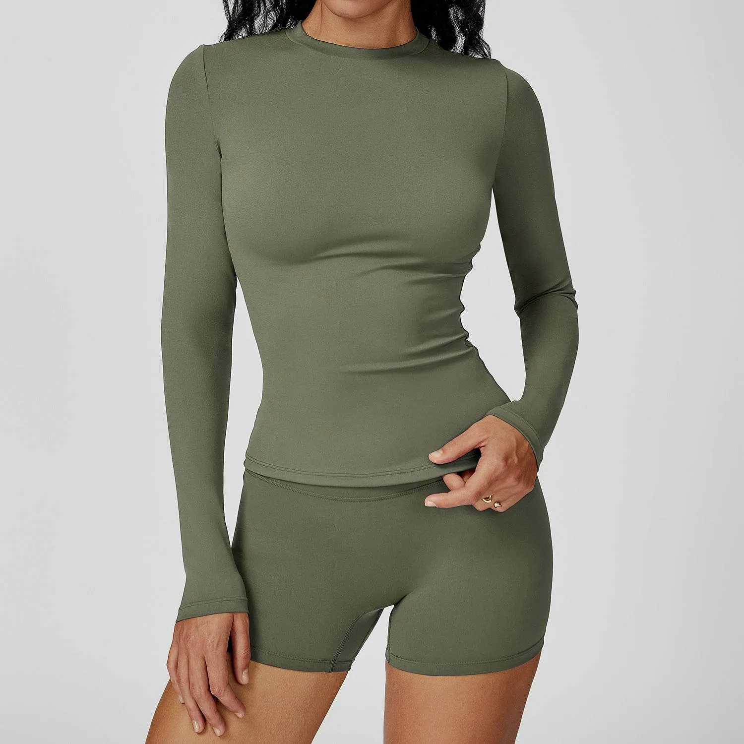 Tight Core Layered Paneling Winter Sports Long Sleeve T-Shirt