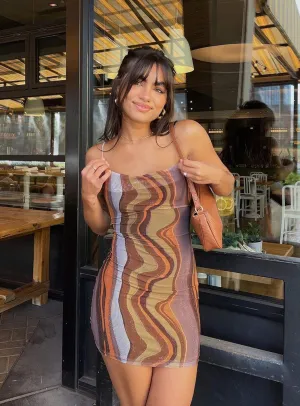 Vintage feel Motel Bexley Dress Earthy Gradient Brown