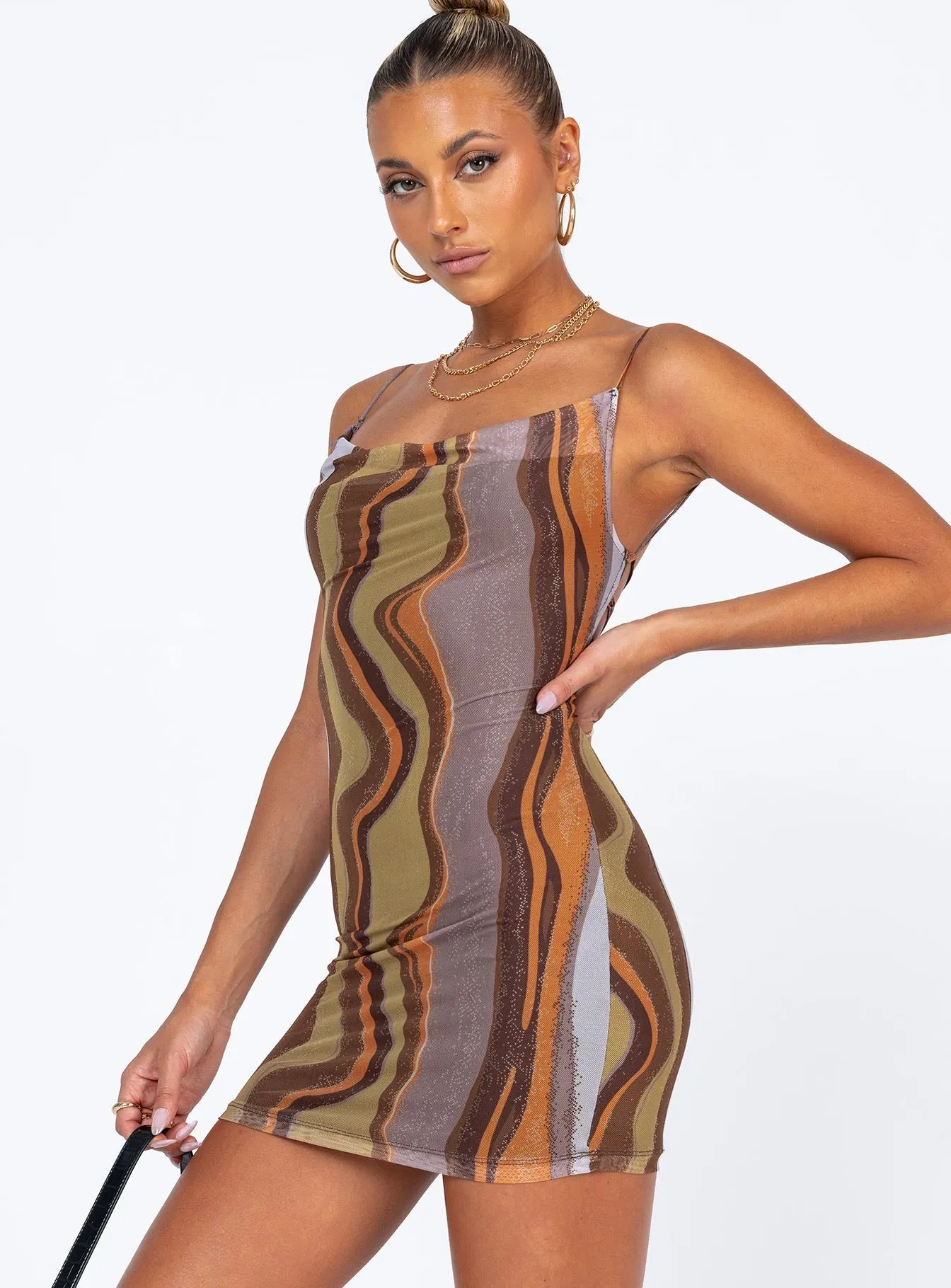 Classy Look Soft Fit Wear Motel Bexley Dress Earthy Gradient Brown