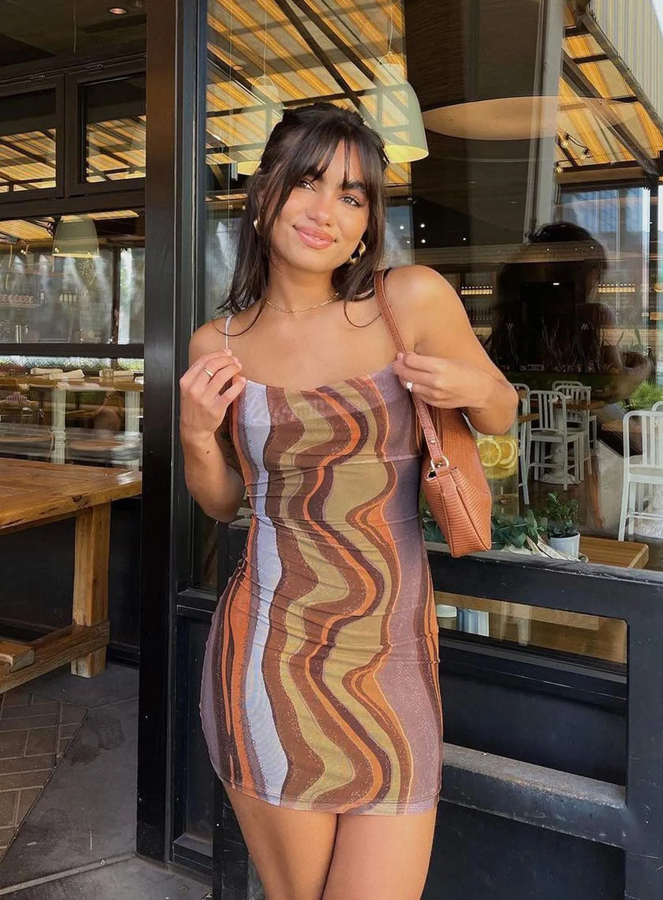 Vintage feel Motel Bexley Dress Earthy Gradient Brown