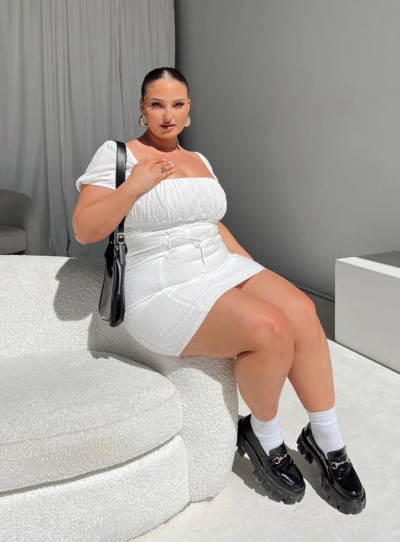 Fauci Mini Dress White Curve Flexible Style