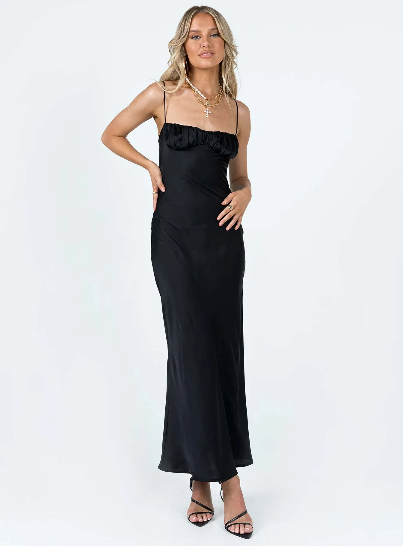 Drapey Fabric Timeless Fit Zeller Maxi Dress Black