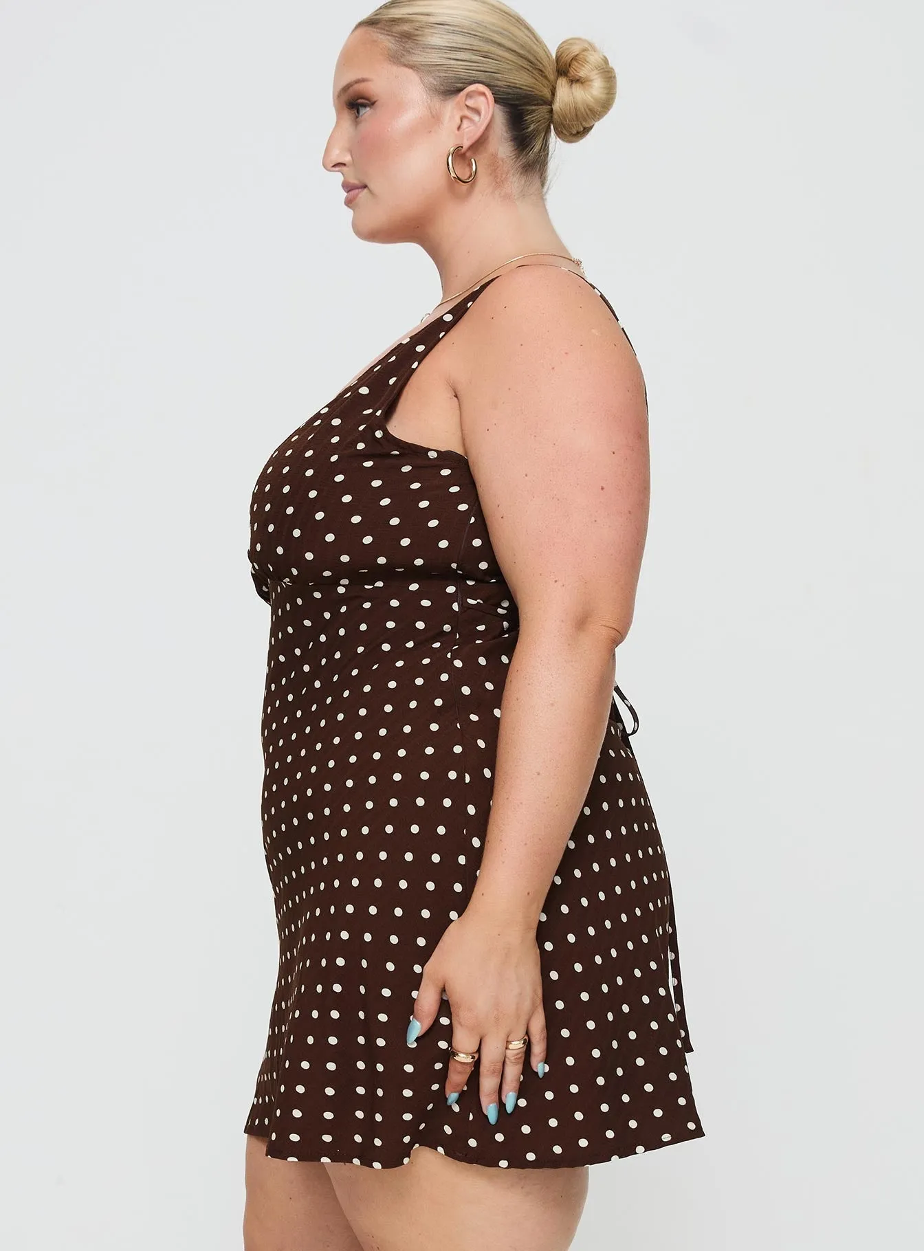 Nellie Mini Dress Brown Polka Dot Curve perfect for events