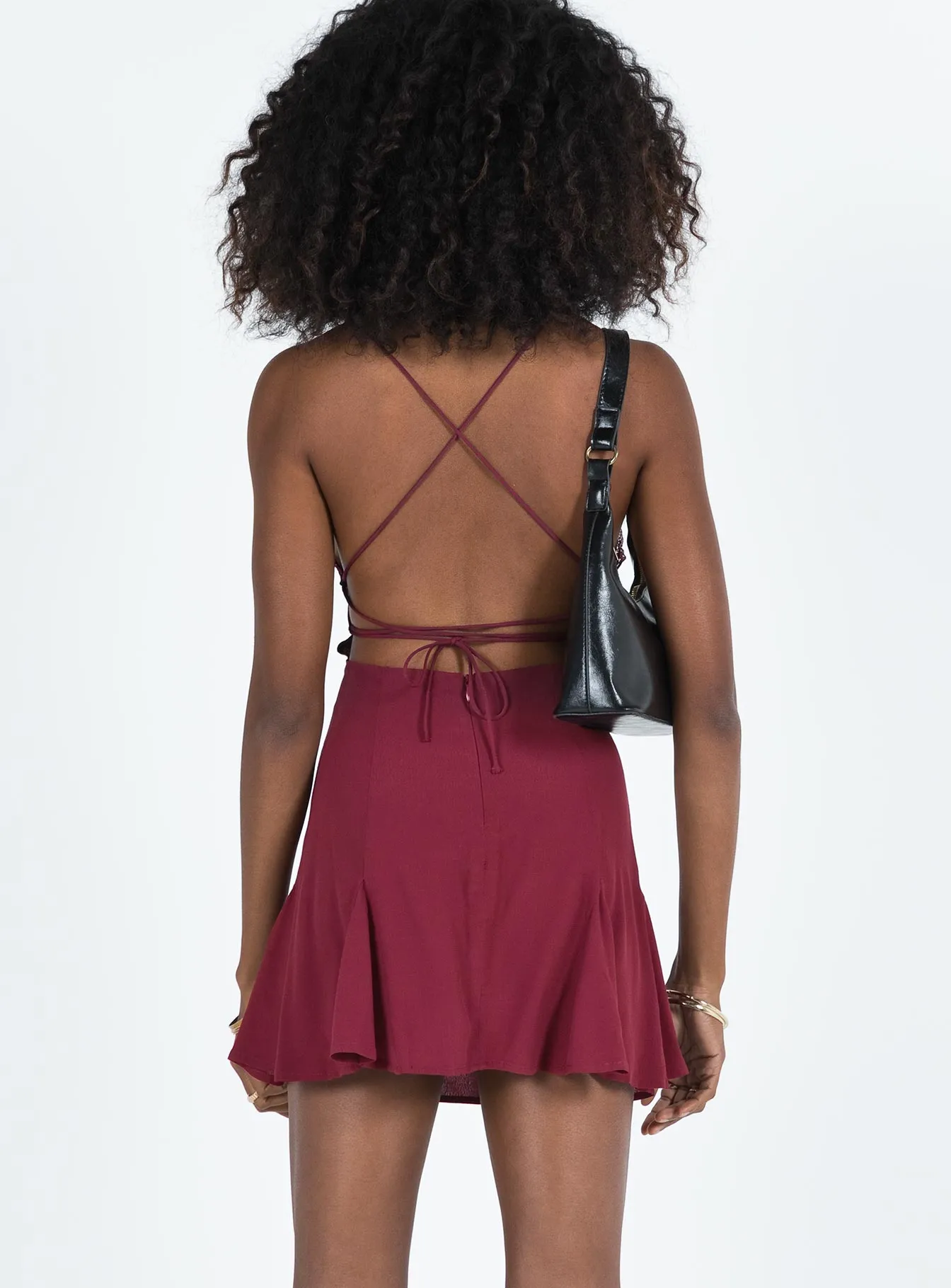 Clean Fit Chic and Elegant Pemberton Mini Dress Burgundy
