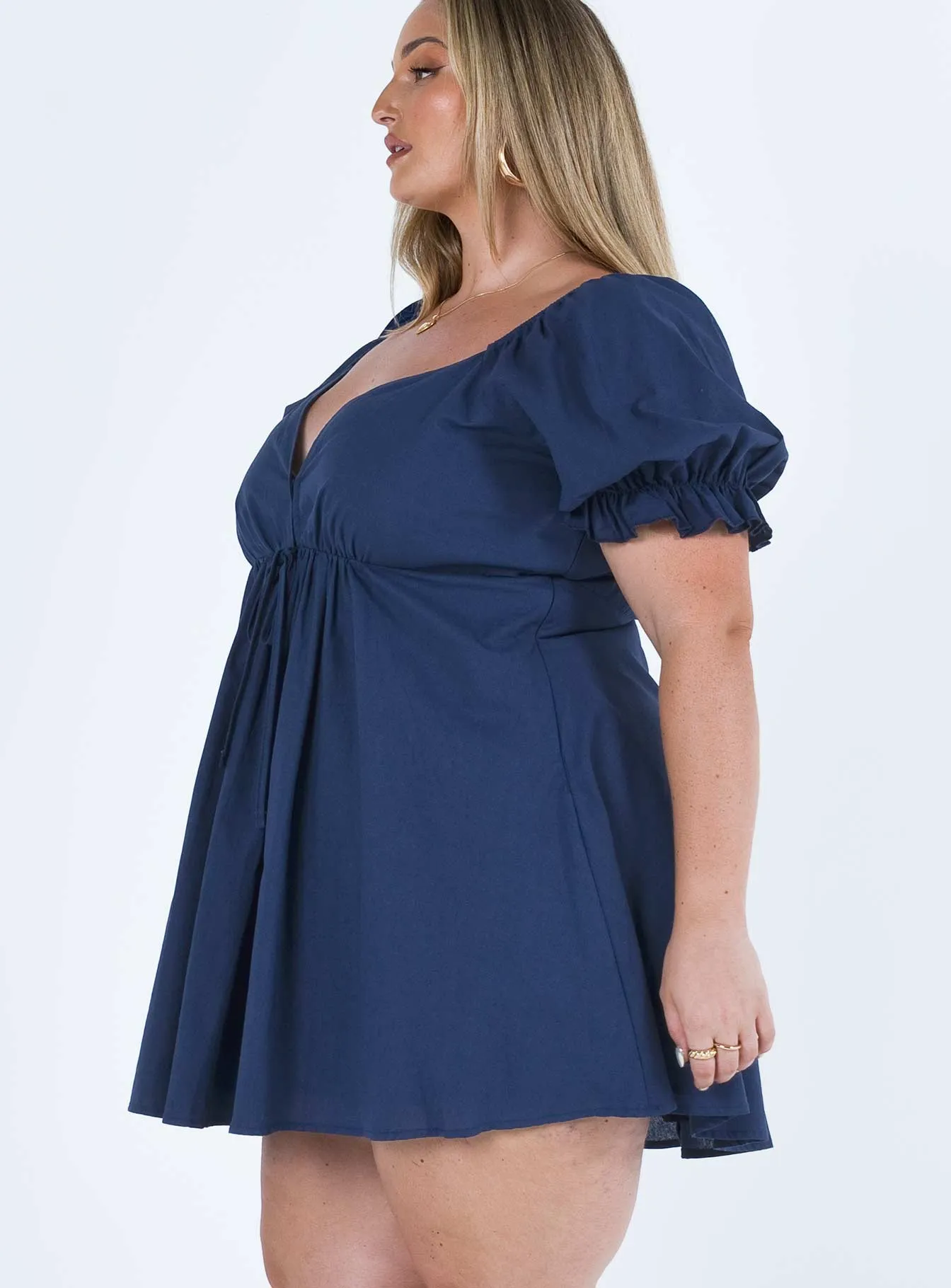 Blissful Mini Dress Navy Curve Airy Base Layered Look
