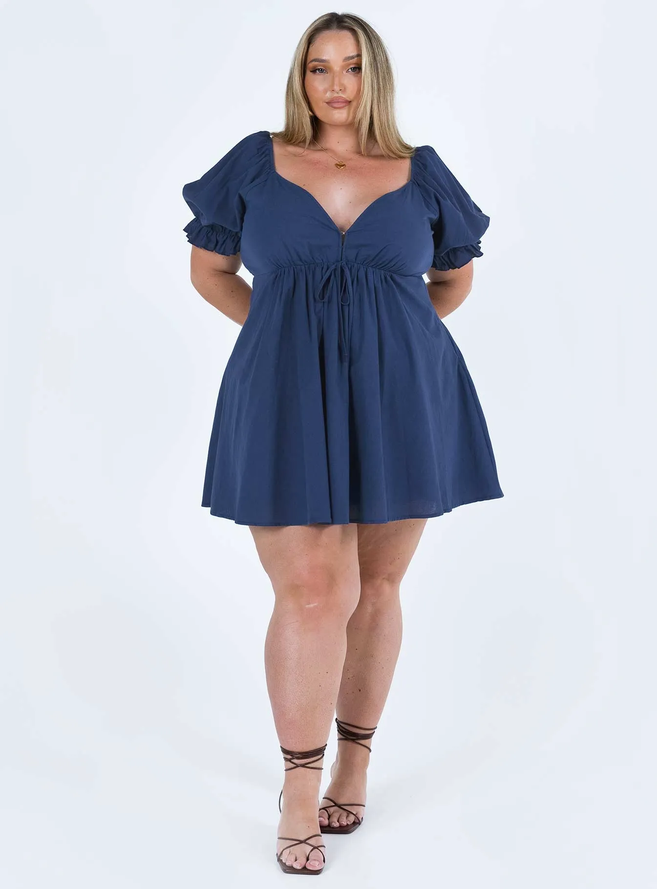 Blissful Mini Dress Navy Curve Calm Energy Vintage-Inspired
