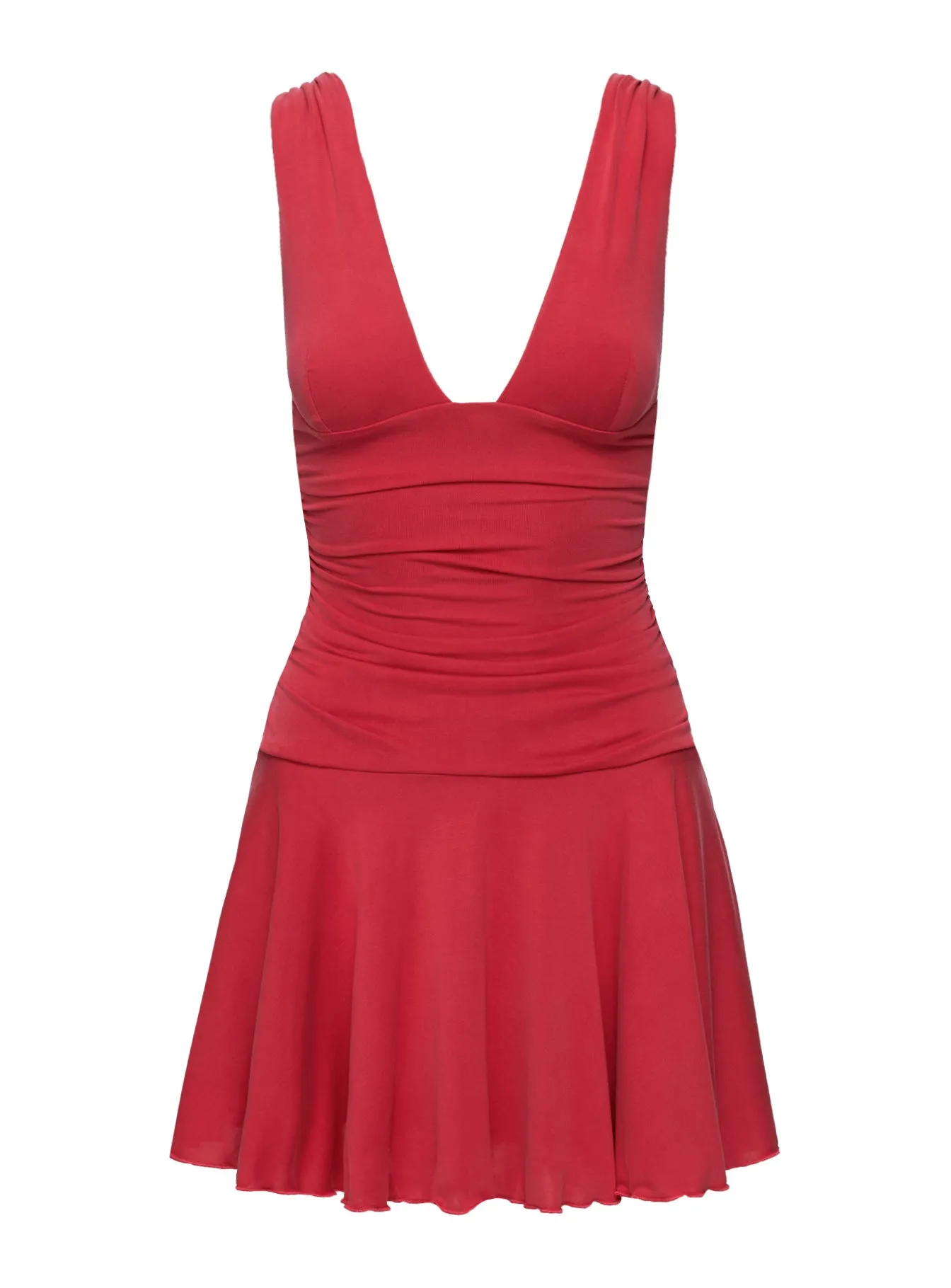 Elegant Silhouette Poseur Plunge Mini Dress Red