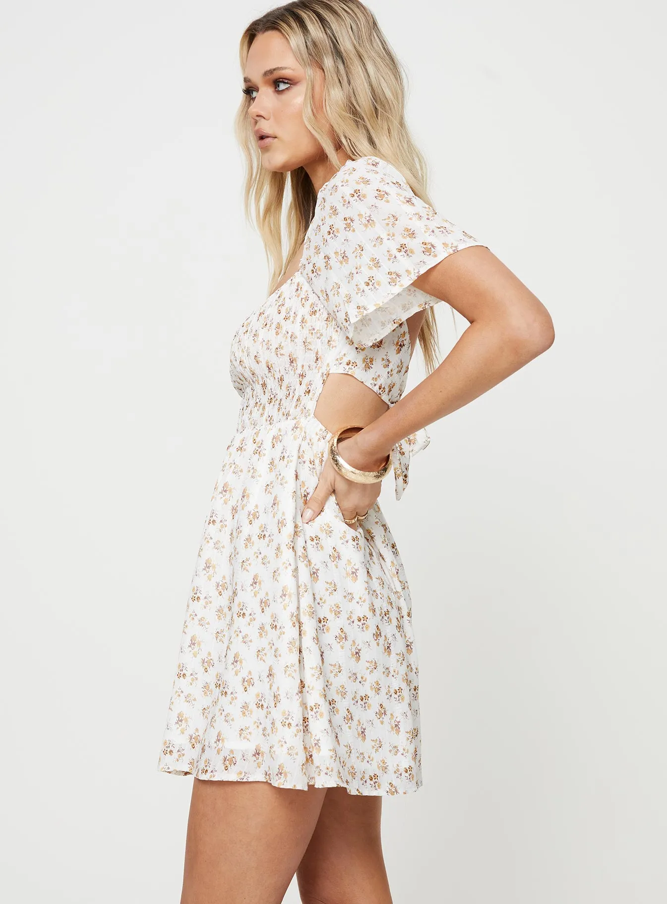 Sheer Light Bohemian-Style Summer Nights Mini Dress White Floral