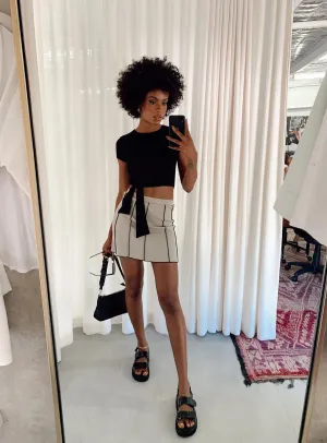 Nelle Mini Skirt Beige Two Tone Trim Non Restrictive Fit