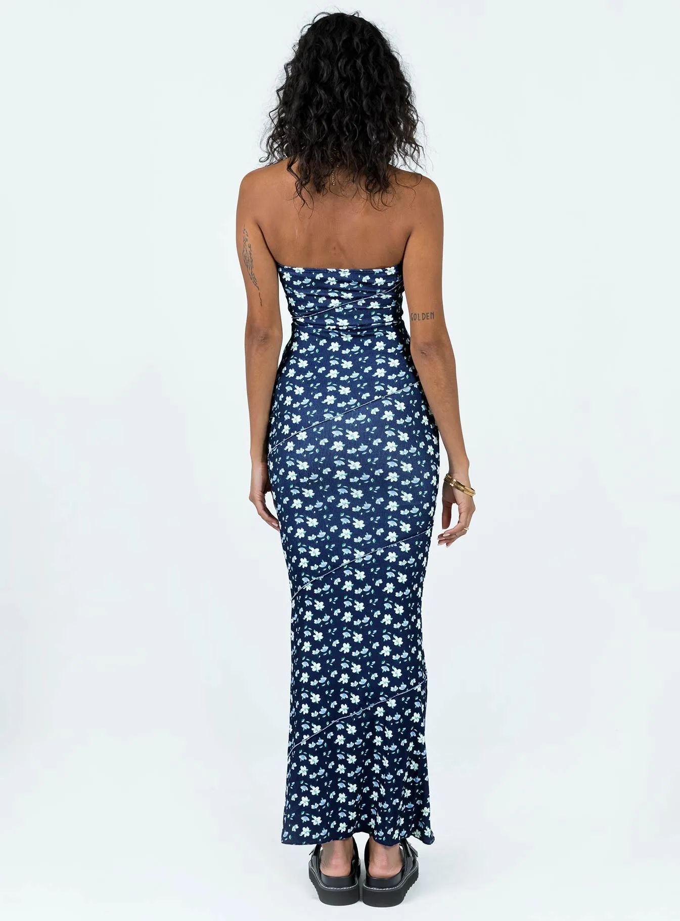 Oscar Midi Dress Navy Floral Bow Glow All-Season Comfort