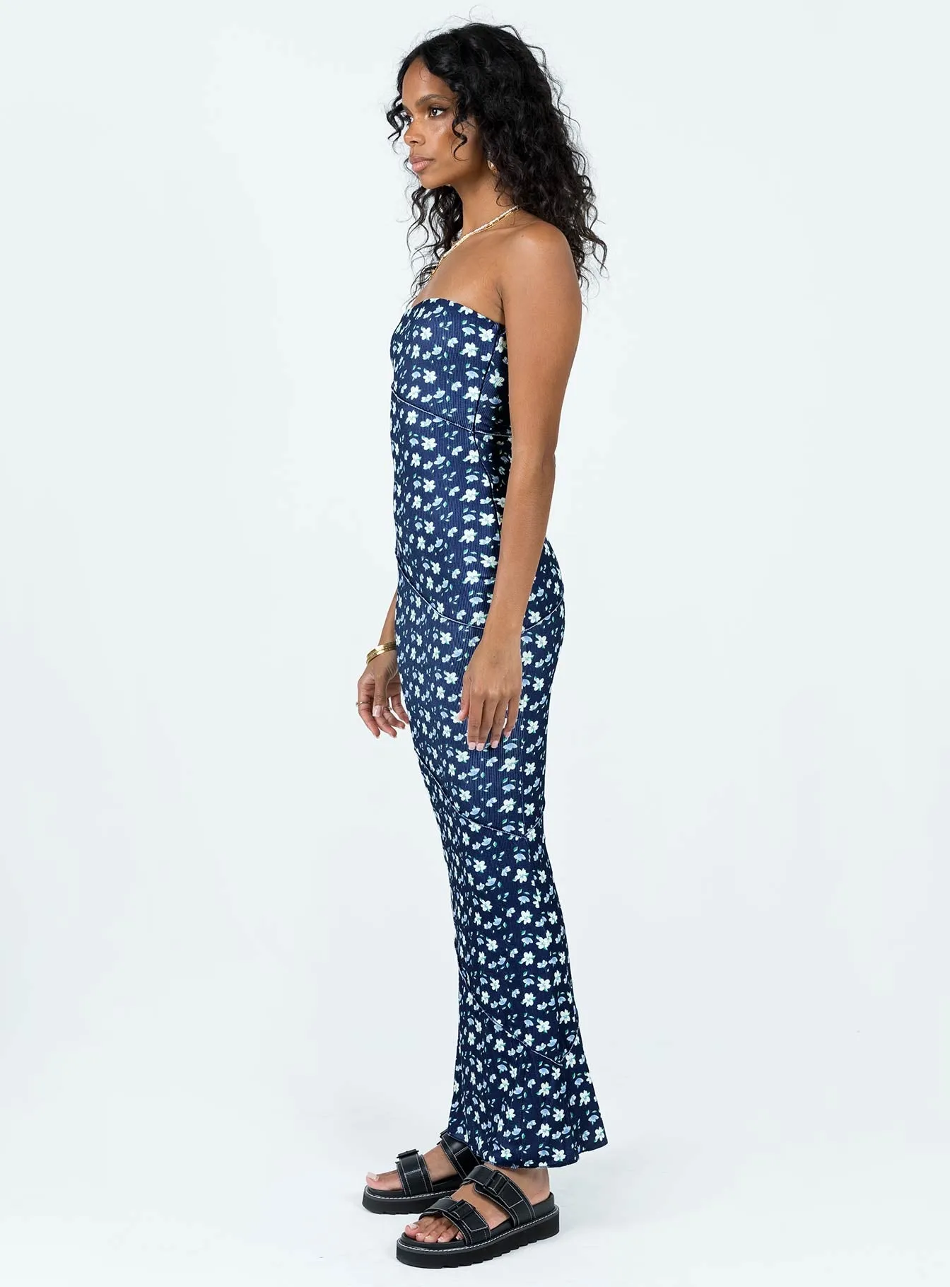 Oscar Midi Dress Navy Floral Casual Essential