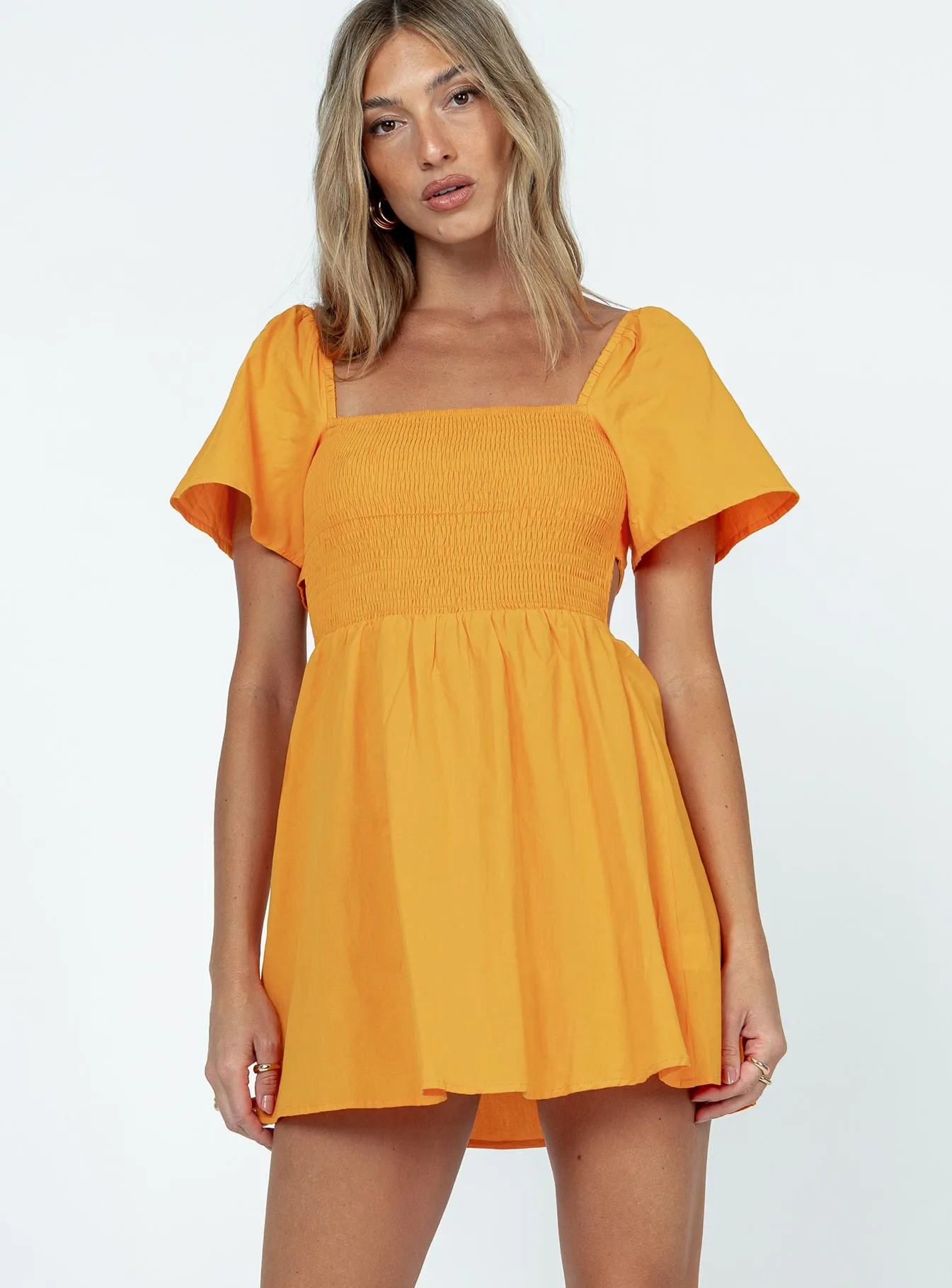 Summer Nights Mini Dress Orange Open Design Anti-Static-Finish