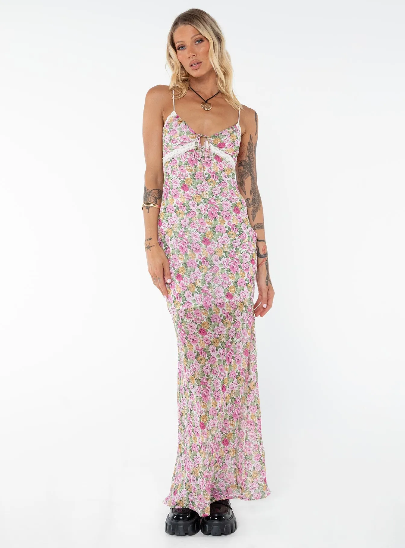 Fresh Color Emily Maxi Dress Pink Floral Tall