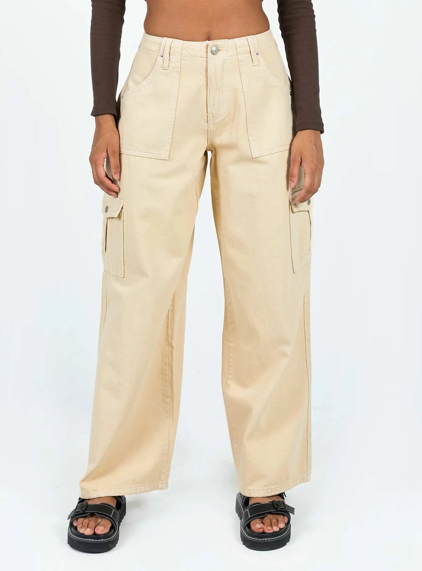 Functional Design QuickReleaseClosures Adrianne Wide Leg Cargo Jeans Stone