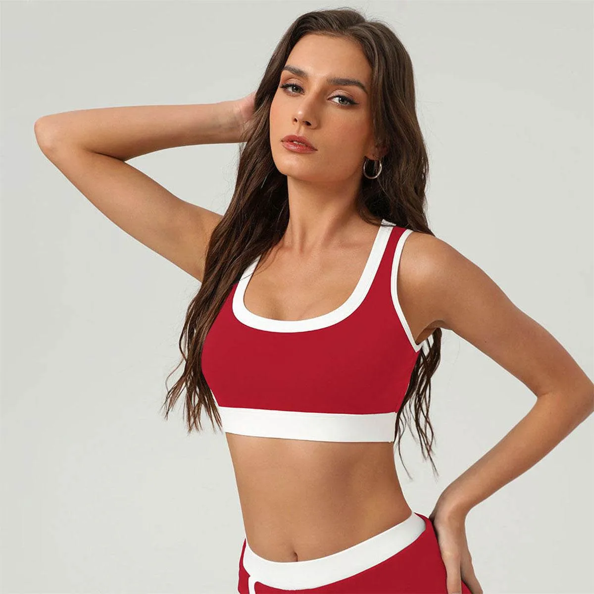 Color Block U Neck Sports Bra Cami Crop Top OekoTexCertified Light Flow