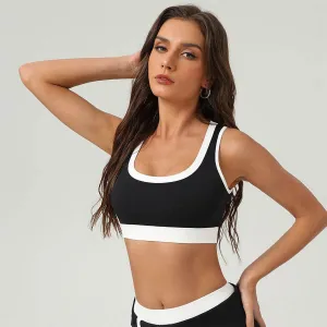 American Ease Run Glow Color Block U Neck Sports Bra Cami Crop Top