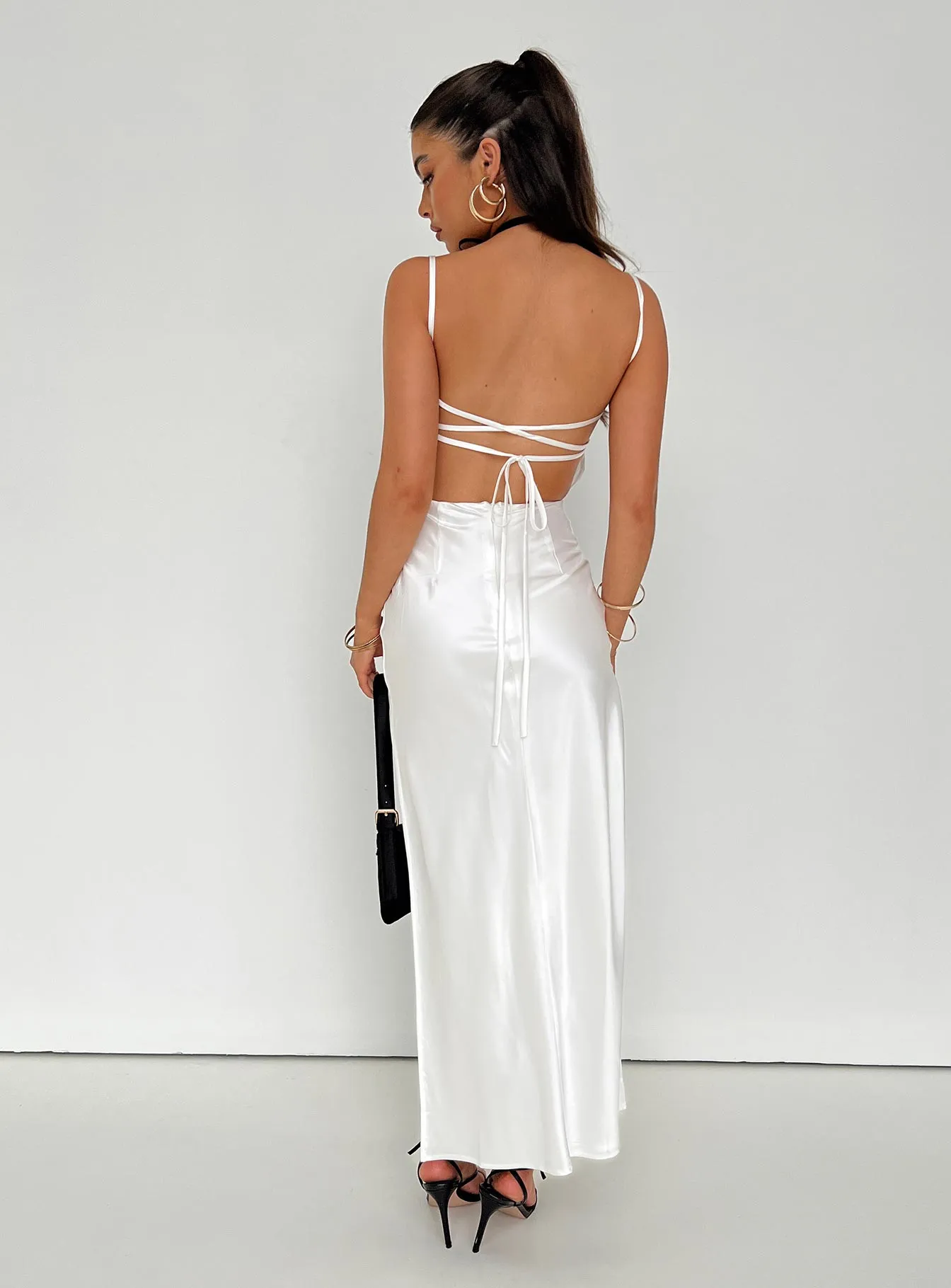 Sheer Light Flowing Design Leyana Midi Dress White