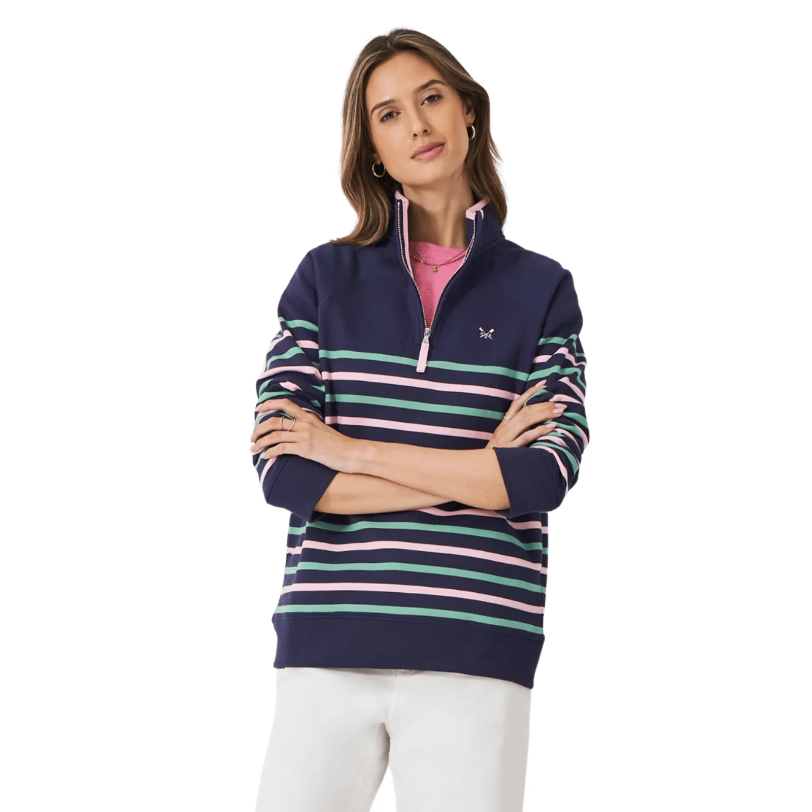 Brunch Look Crew Clothing Womens Cotton Blend Half Zip Sweatshirt