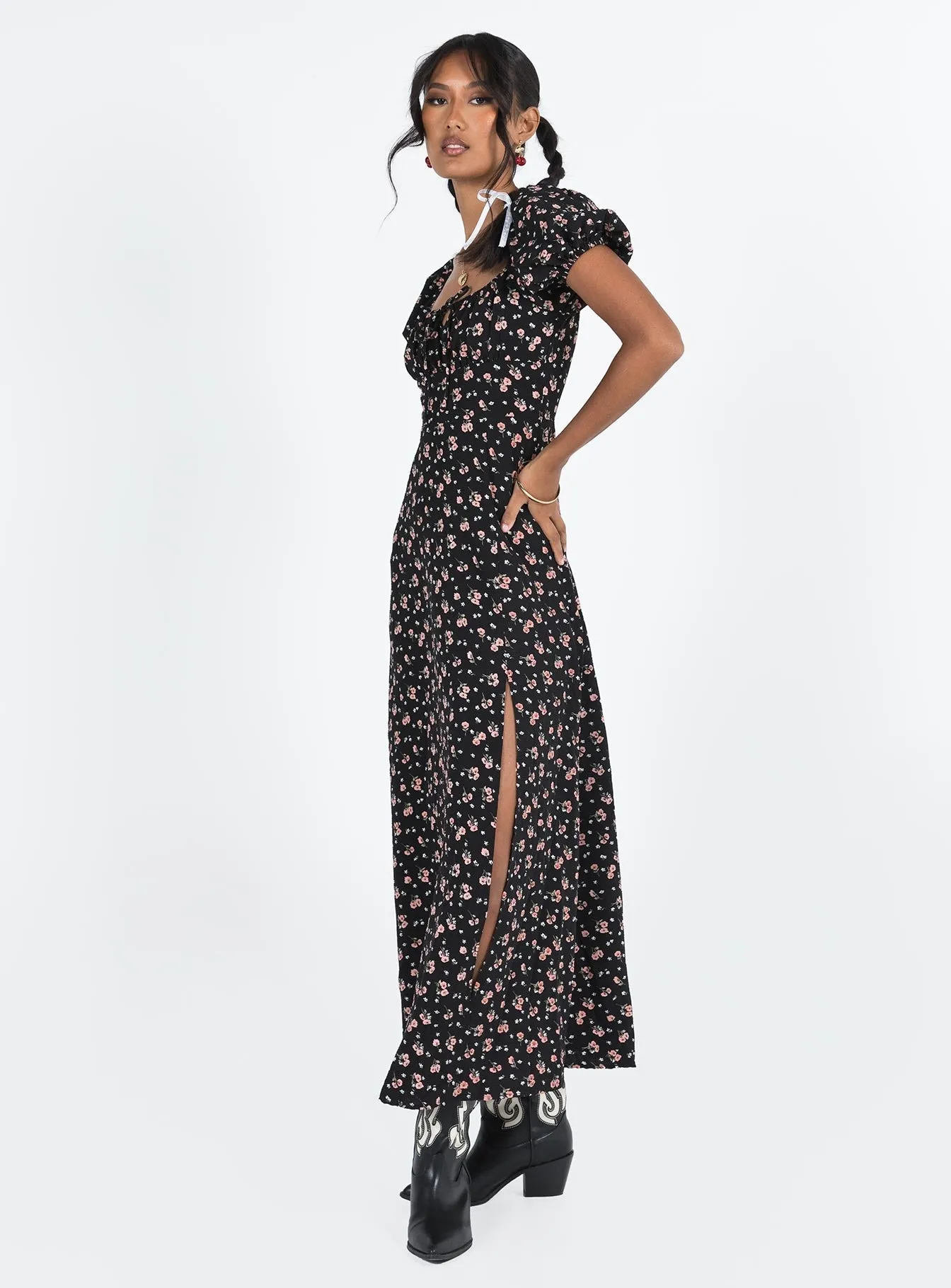 Hauser Maxi Dress Black Floral Art Soul