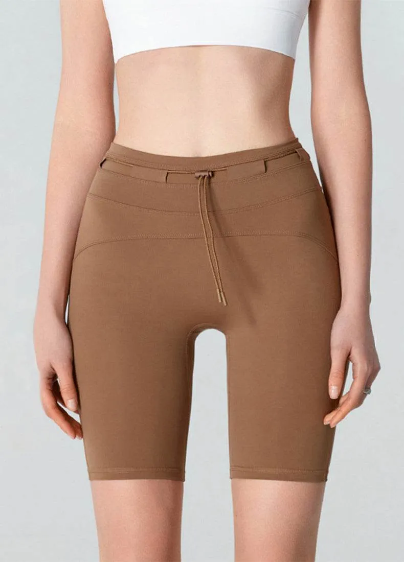 FourWay Stretch Trend Base High Waisted Tummy Control Biker Shorts with Adjustable Waist