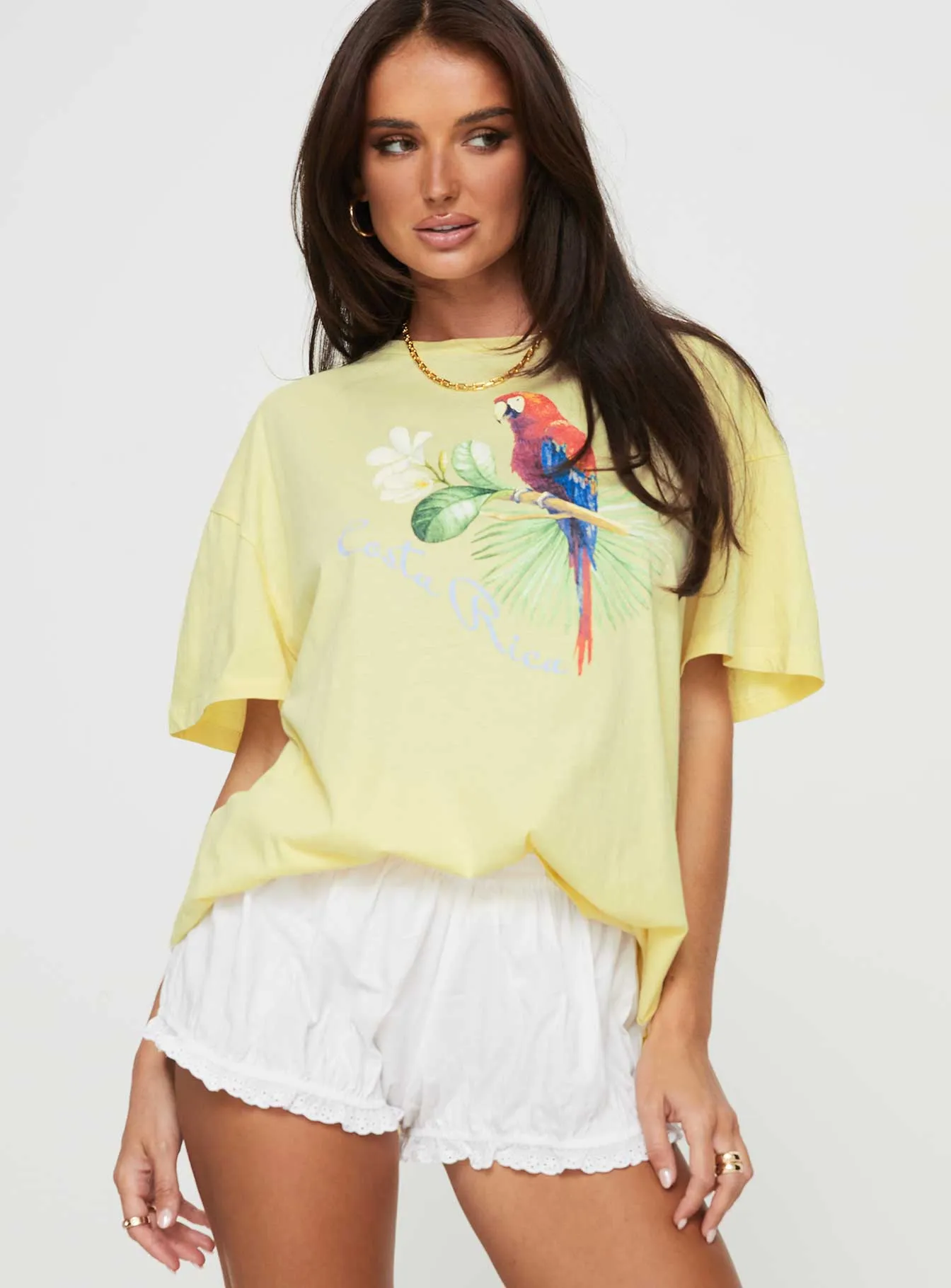 Costa Rica Oversized Tee Yellow Comfortable Layer City Casual