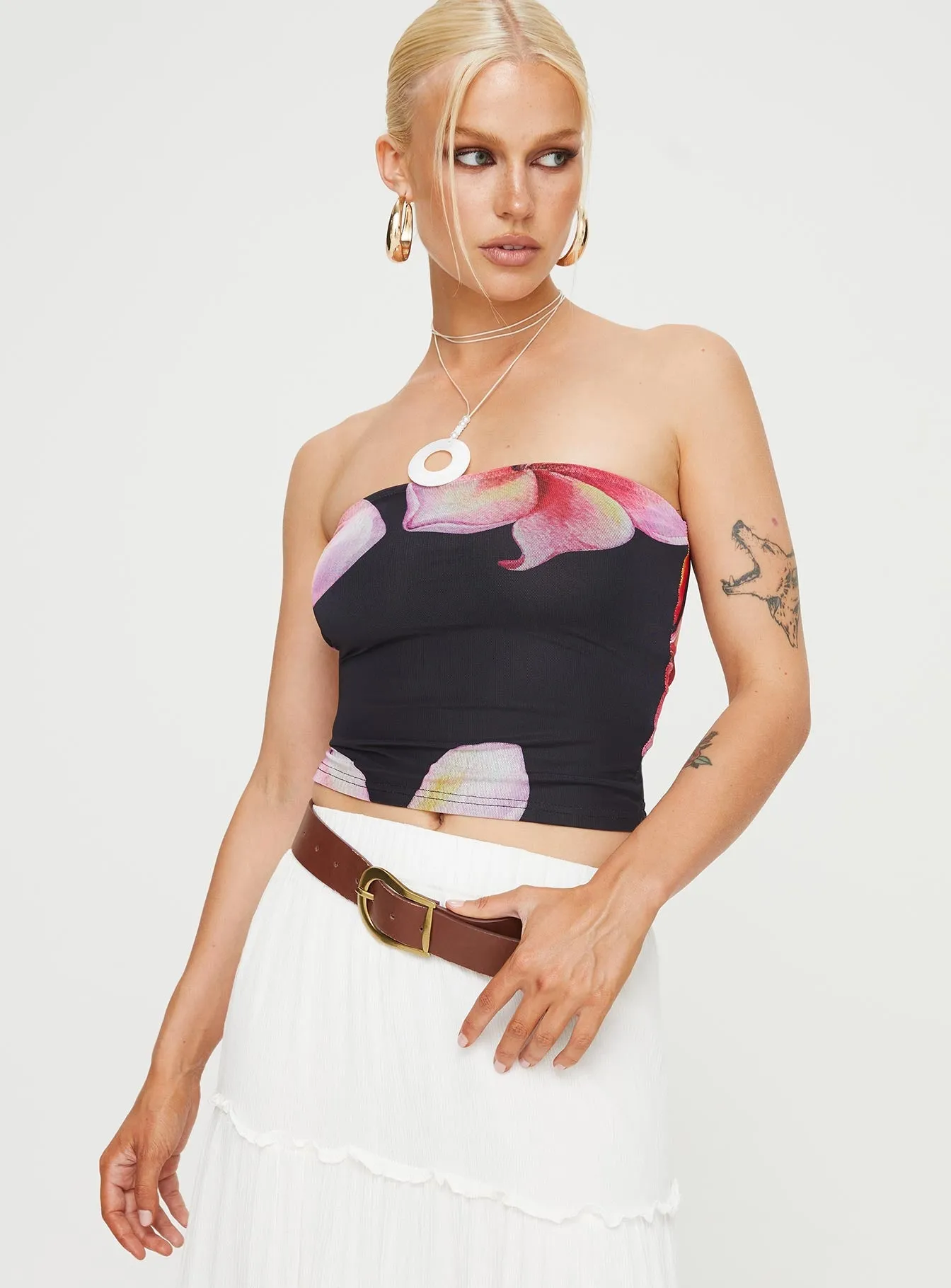 teenagers' Havanni Tube Top Black / Floral