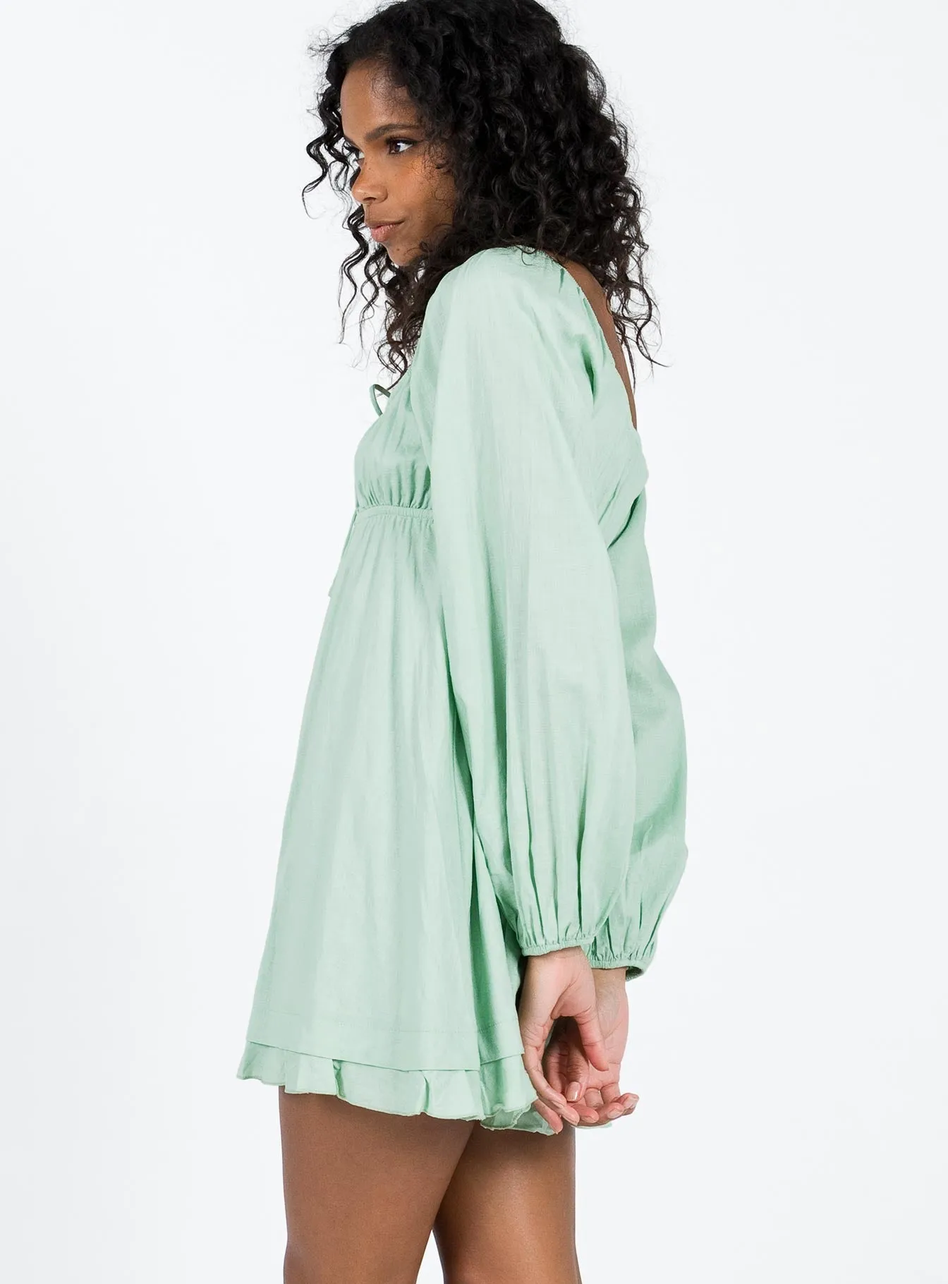 Urban Feel Empress Of Love Long Sleeve Mini Dress Sage