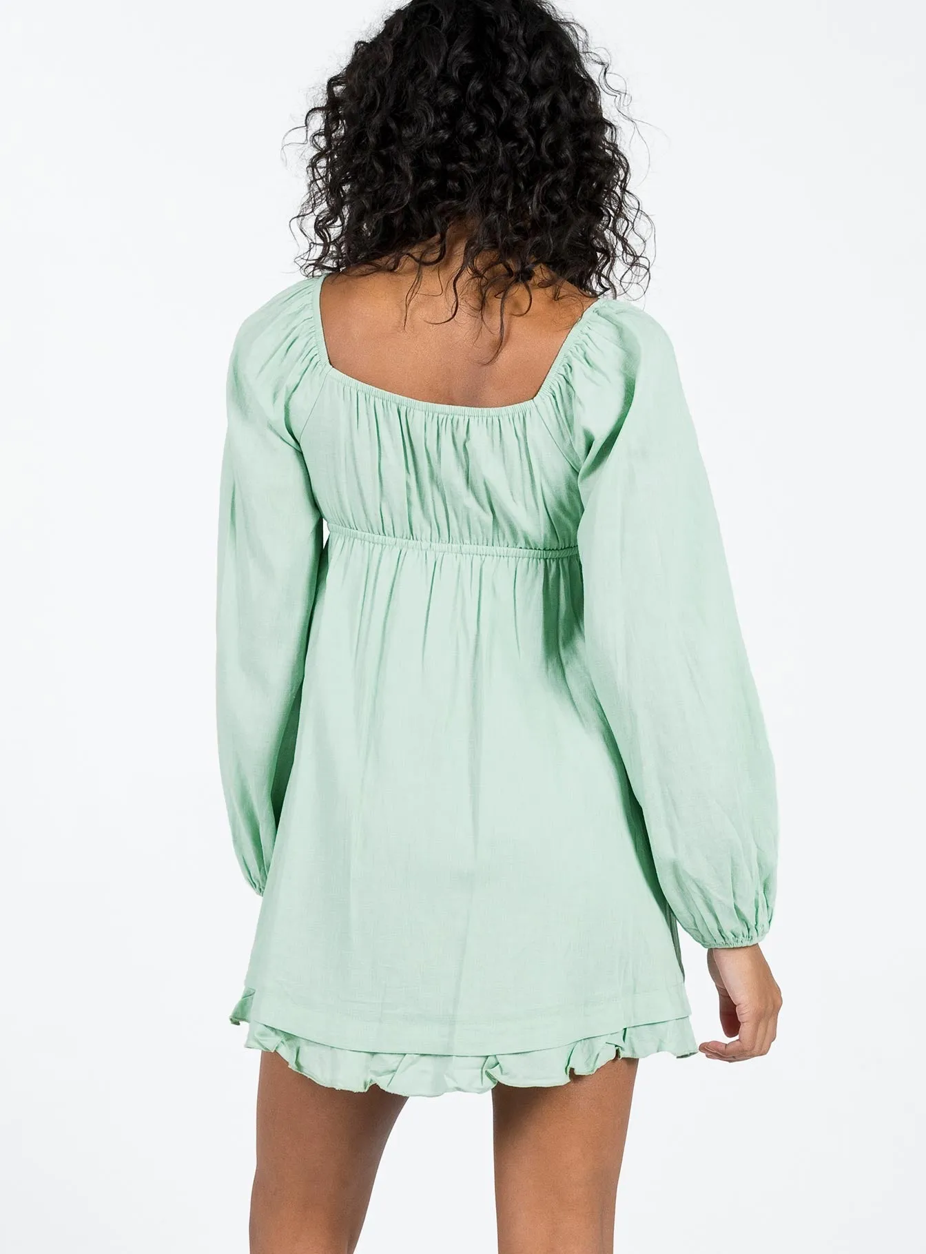 Empress Of Love Long Sleeve Mini Dress Sage Calm Touch