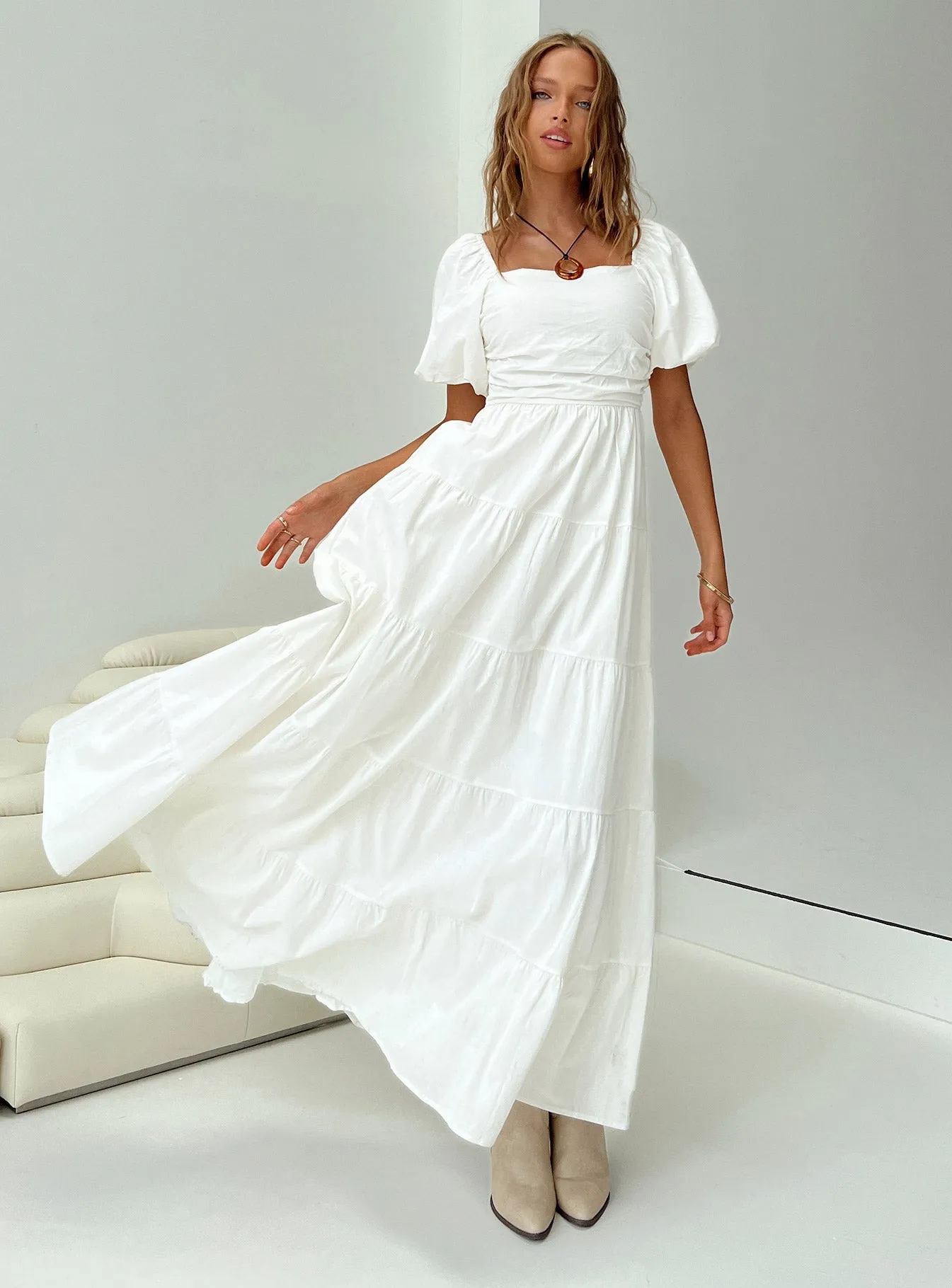 Garrity Maxi Dress White cut out