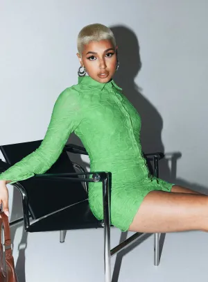 Calvert Long Sleeve Mini Dress Green All-Day Comfort Wear