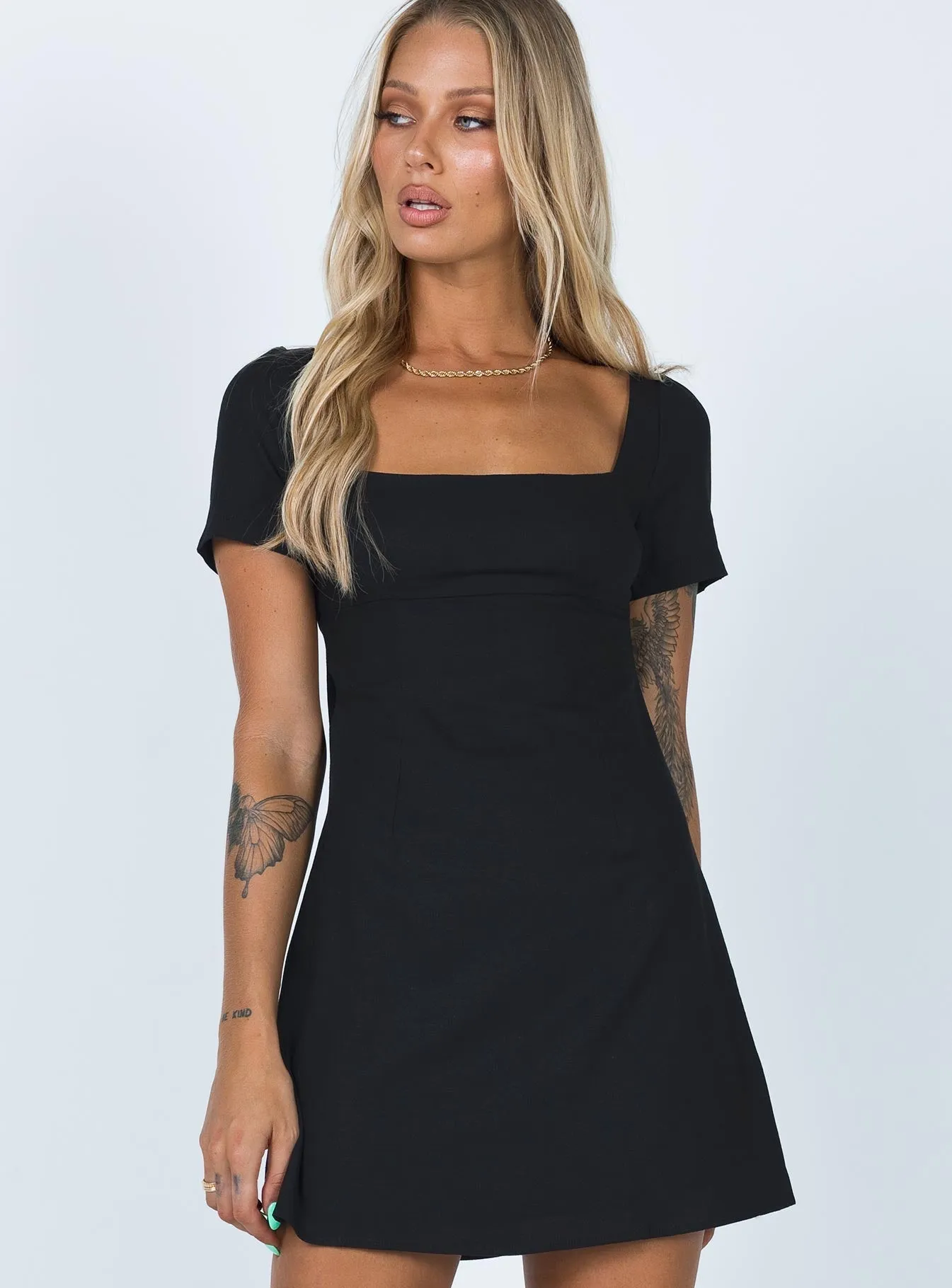 Hastings Mini Dress Black Polished Layer