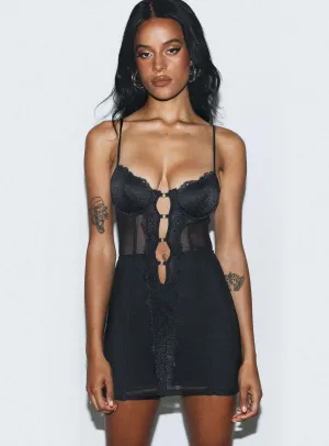 Benji Mini Dress Black Silk Shine