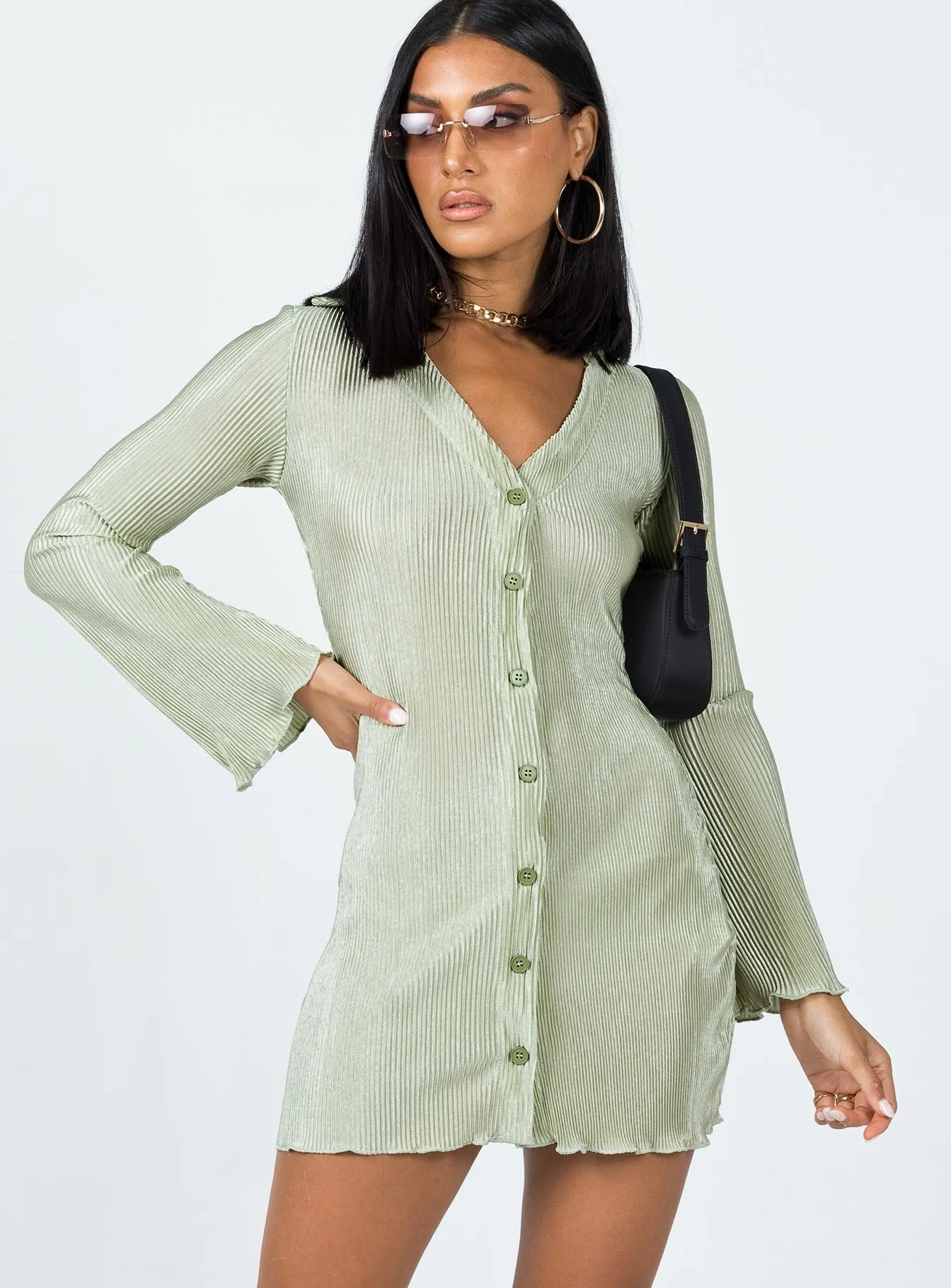 Danyon Mini Dress Green Casual-Look