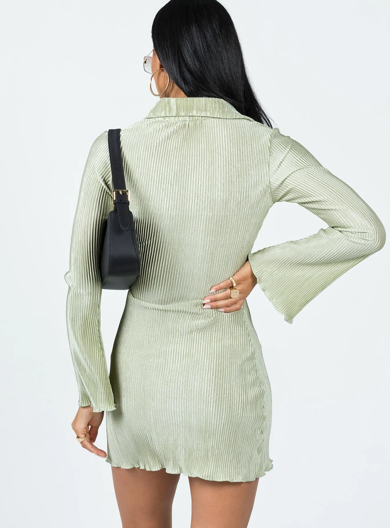 Danyon Mini Dress Green Subtle pattern