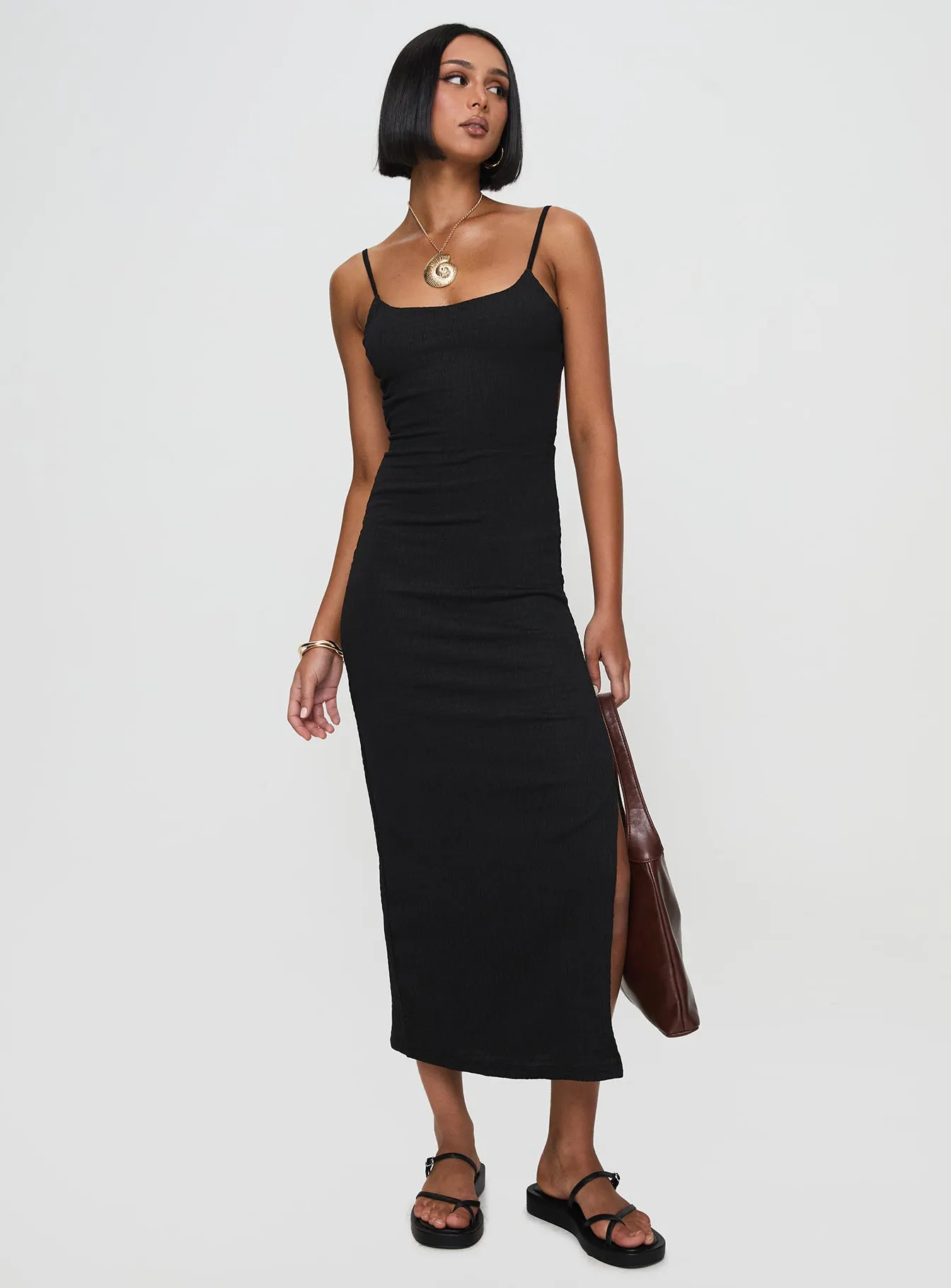 Lower Hem Elestria Maxi Dress Black